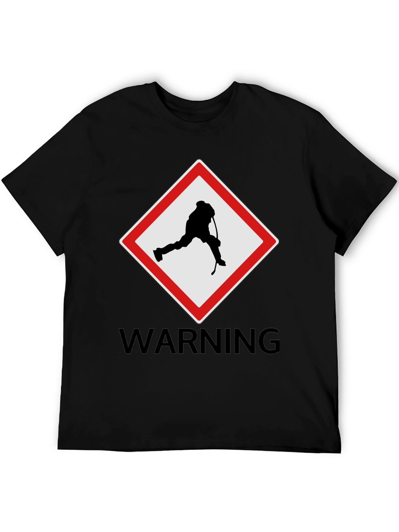 Hockey Warning Graphic Tee - Black