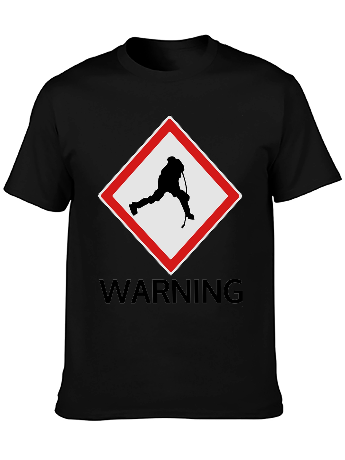 Hockey Warning Graphic Tee - Black