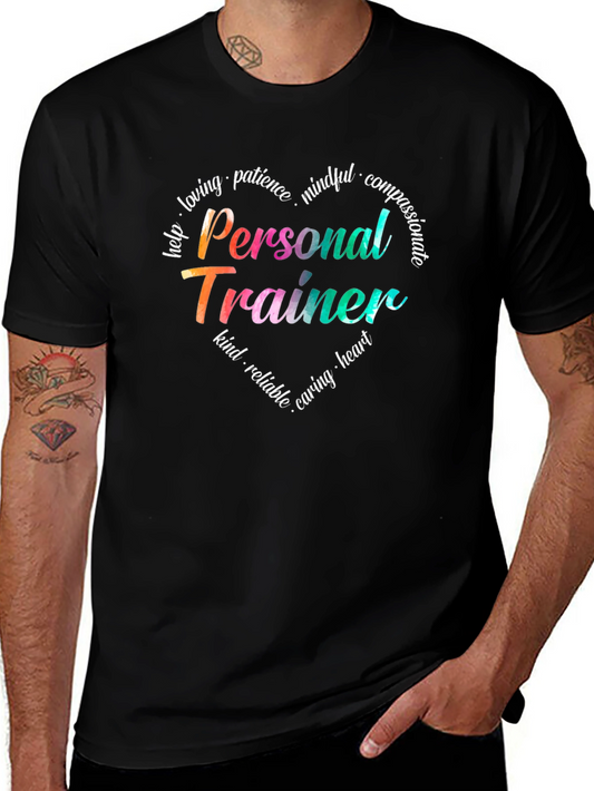 Personal Trainer Heart Graphic Tee - Inspirational Fitness Shirt