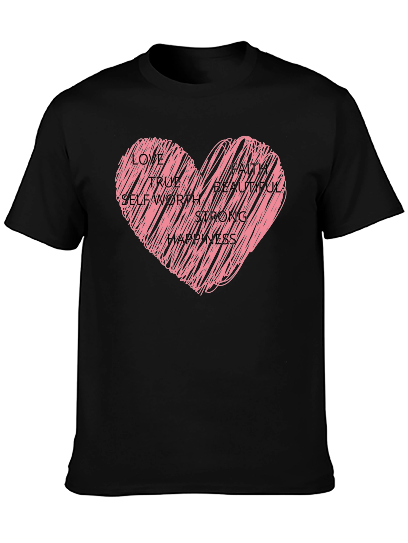 Heart Scribble Graphic Tee - Love Faith & Strength