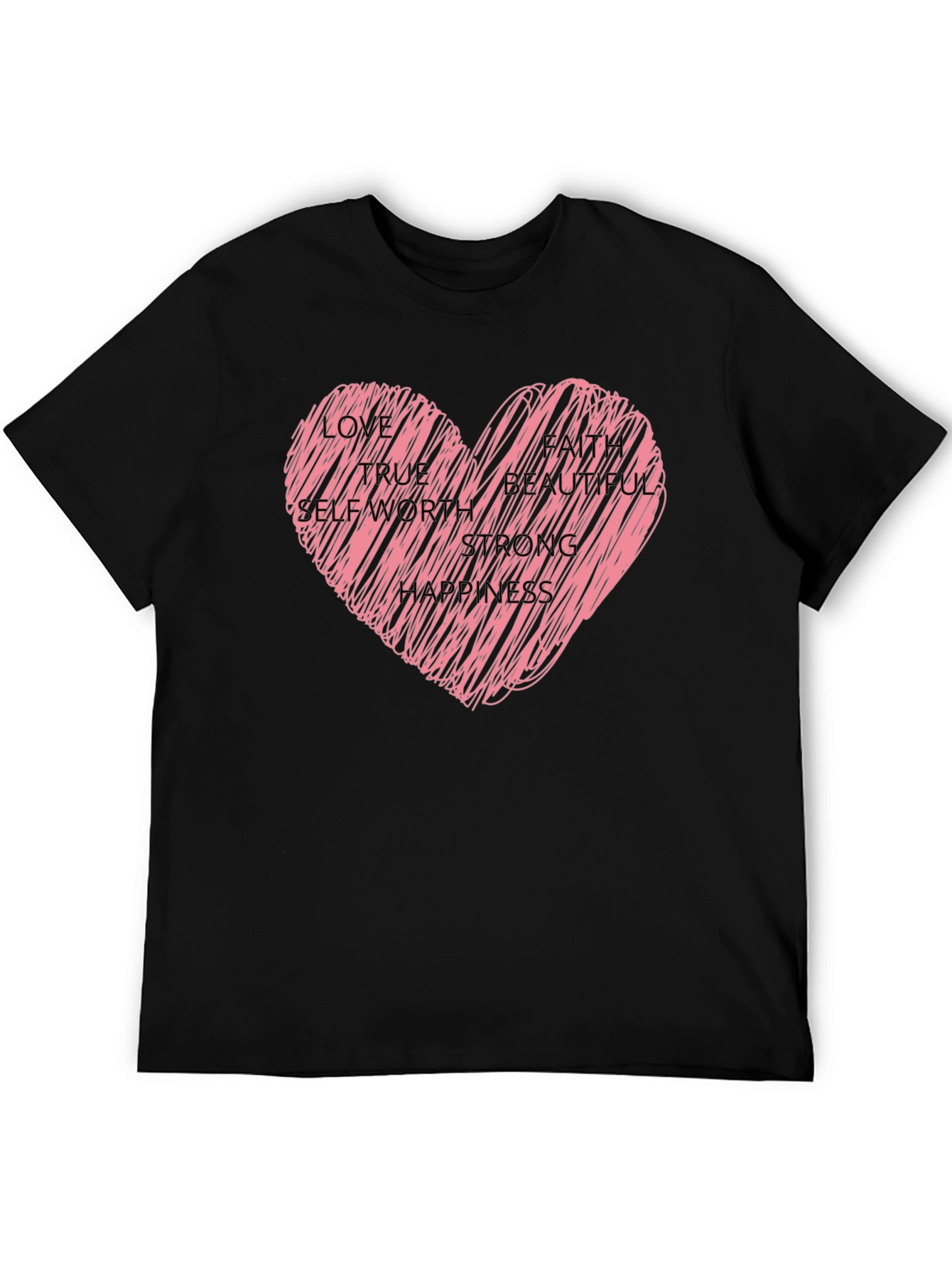 Heart Scribble Graphic Tee - Love Faith & Strength