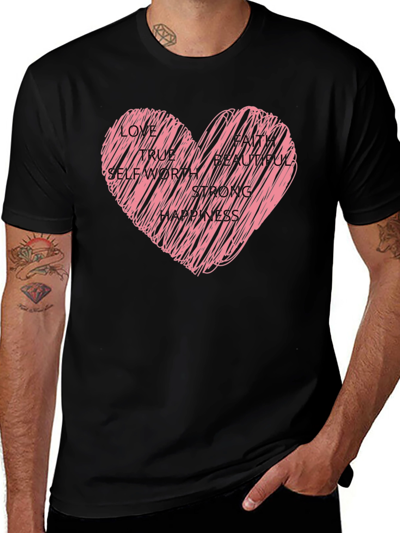 Heart Scribble Graphic Tee - Love Faith & Strength