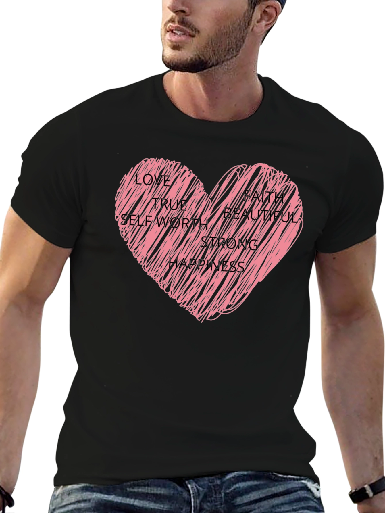 Heart Scribble Graphic Tee - Love Faith & Strength