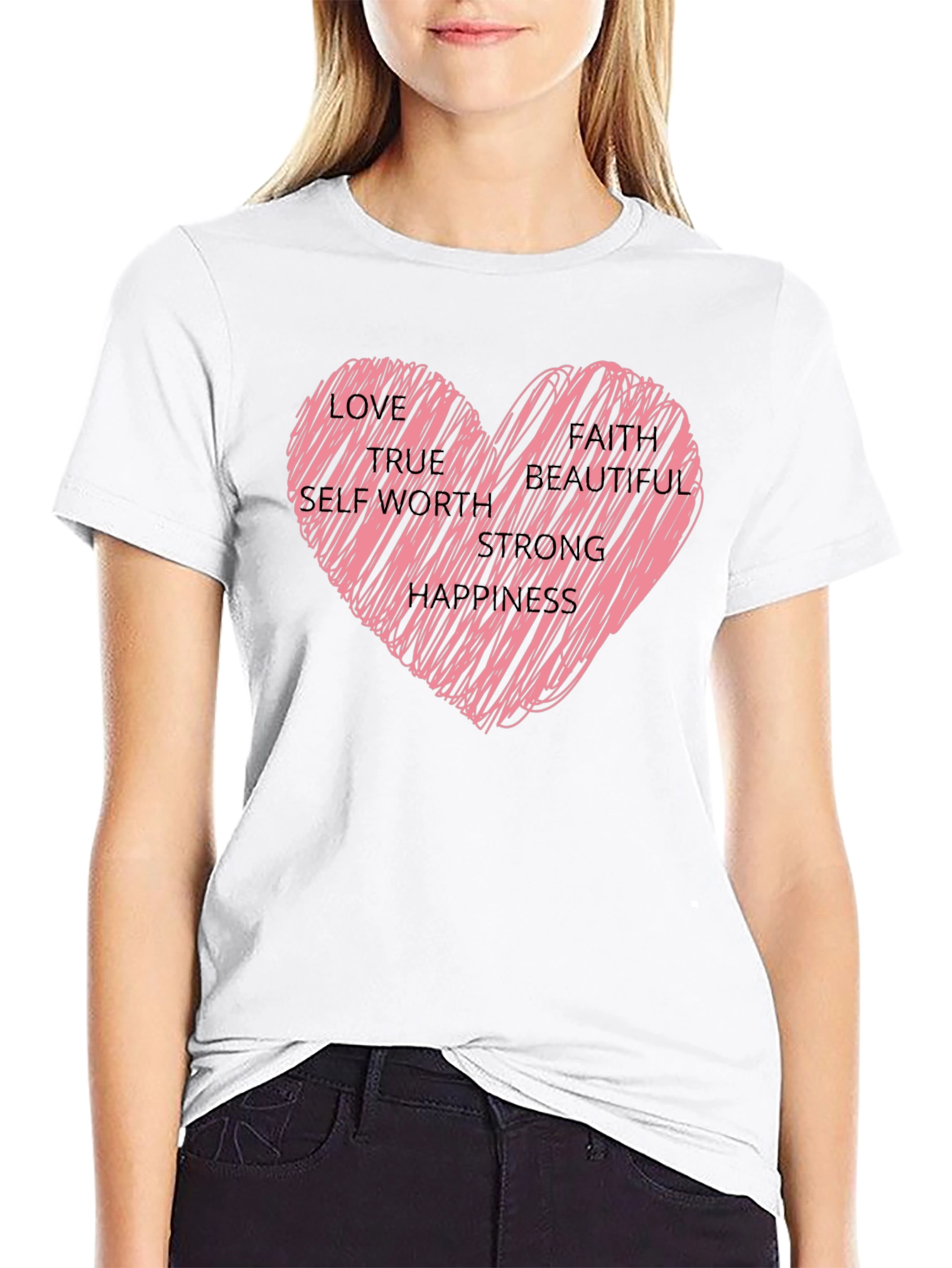 Heart Scribble Graphic Tee - Love Faith & Strength