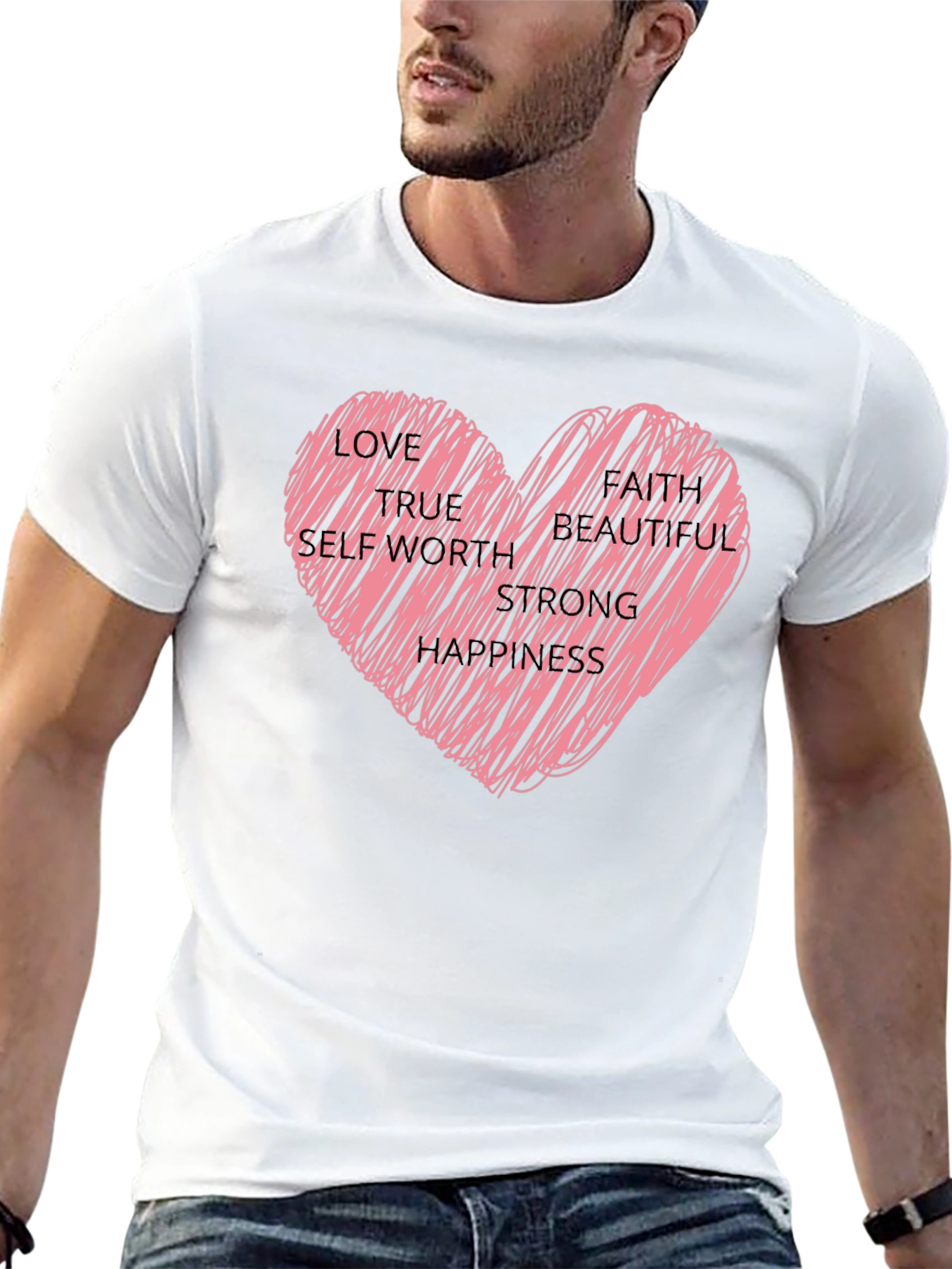 Heart Scribble Graphic Tee - Love Faith & Strength