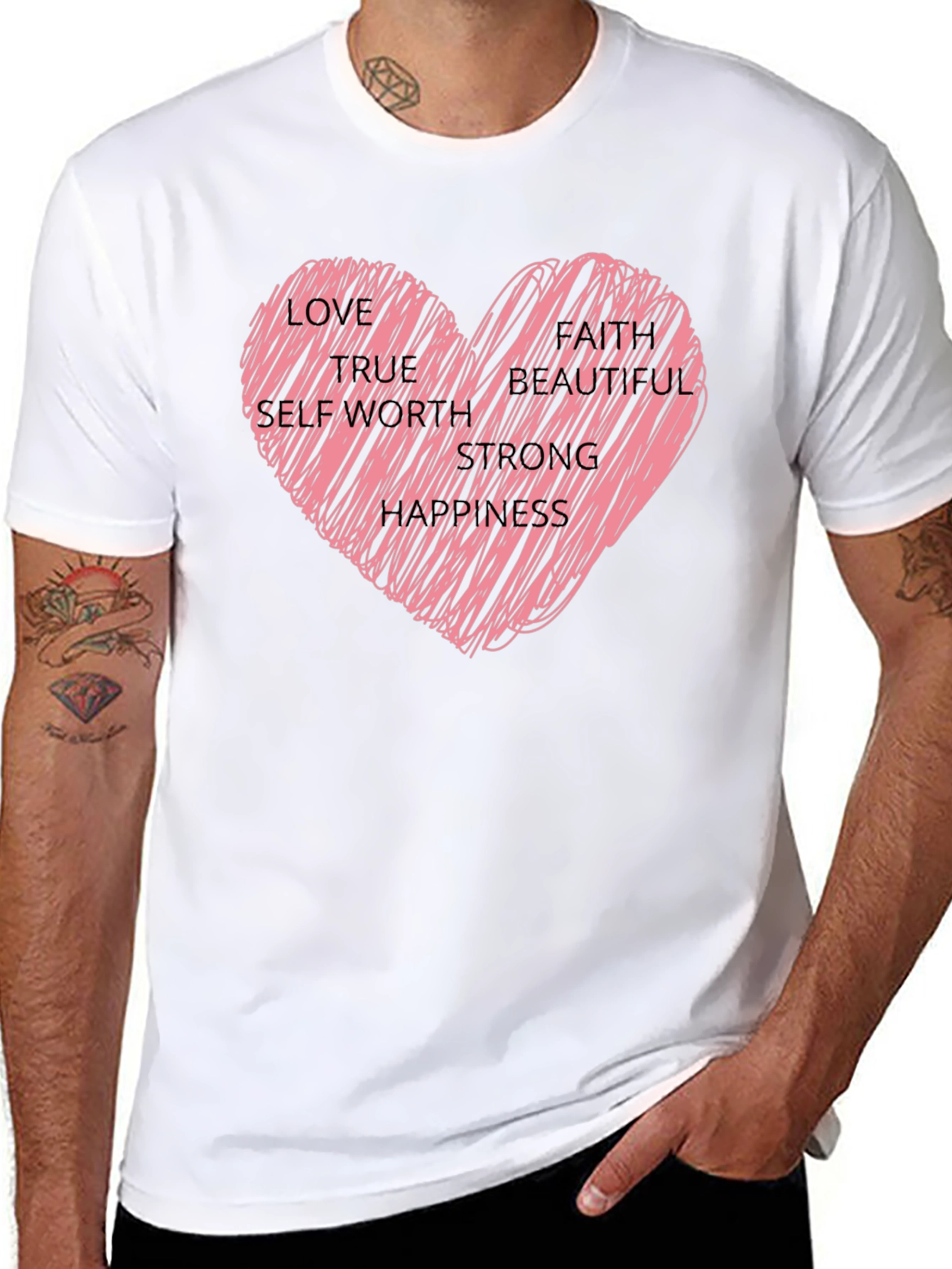 Heart Scribble Graphic Tee - Love Faith & Strength