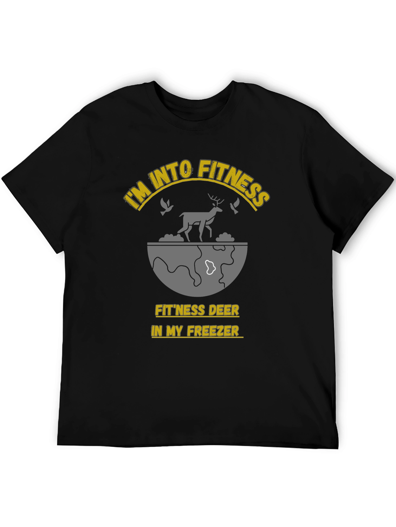 Fitness Deer Black Graphic Tee