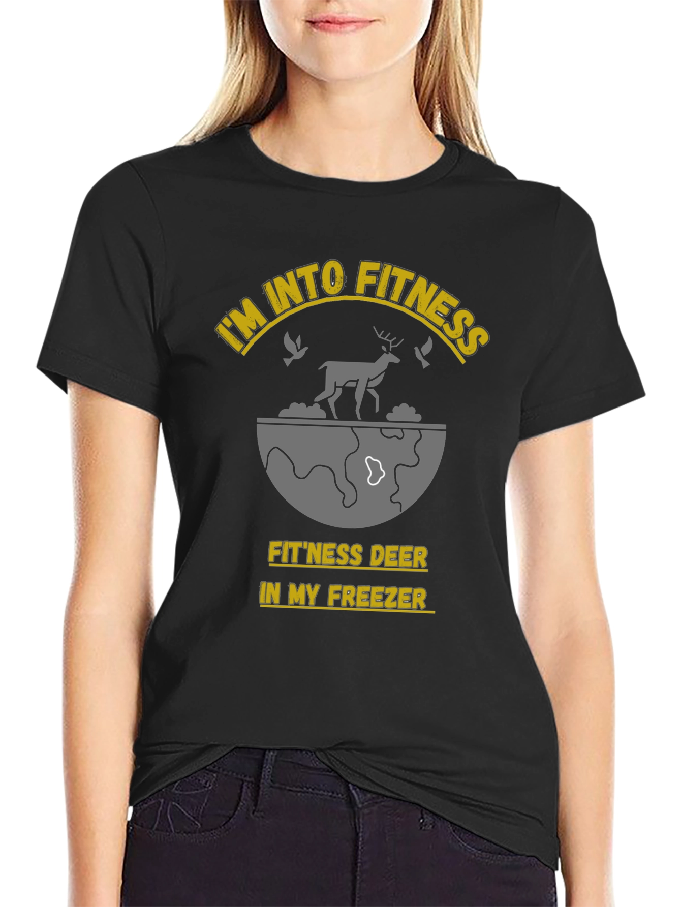 Fitness Deer Black Graphic Tee