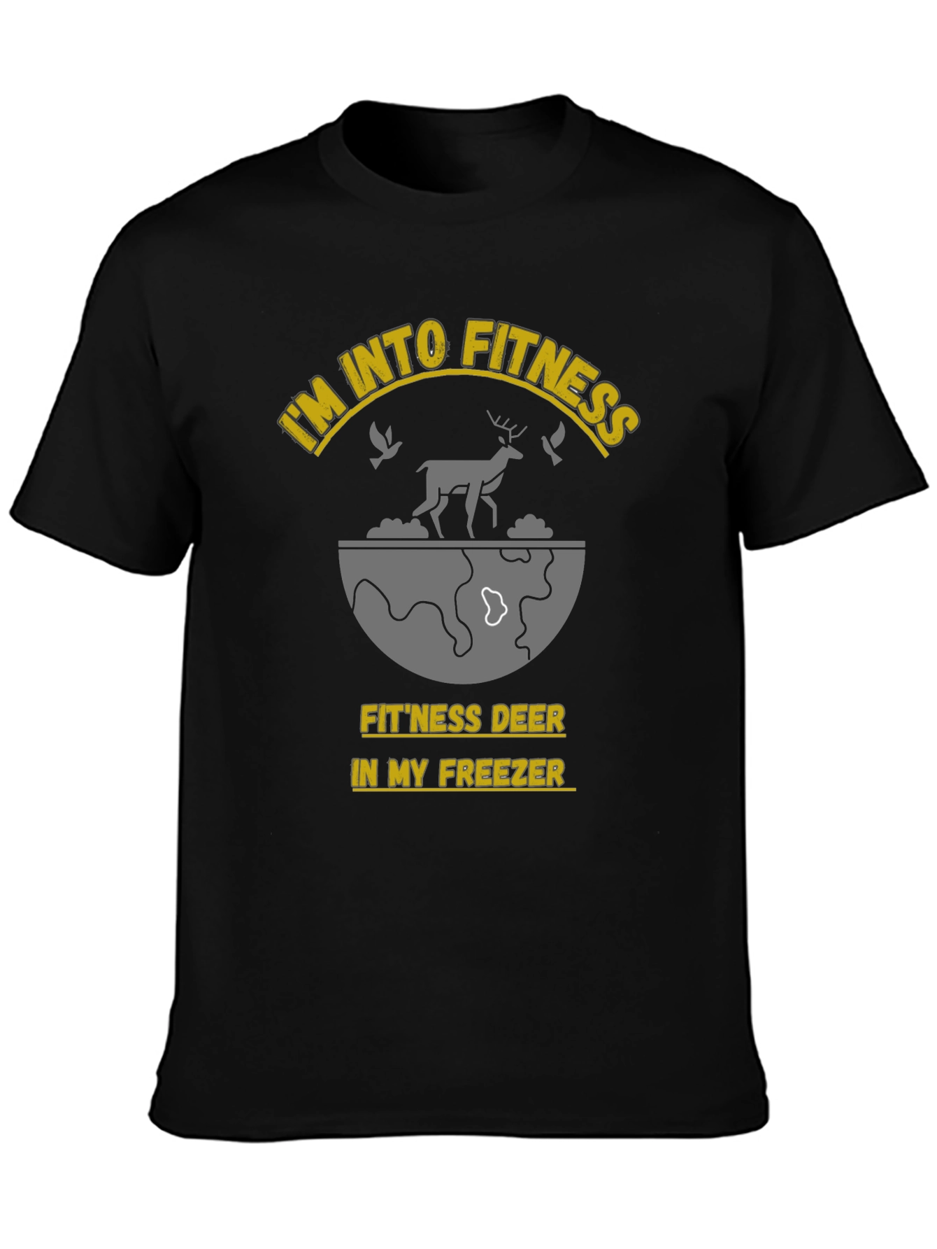 Fitness Deer Black Graphic Tee