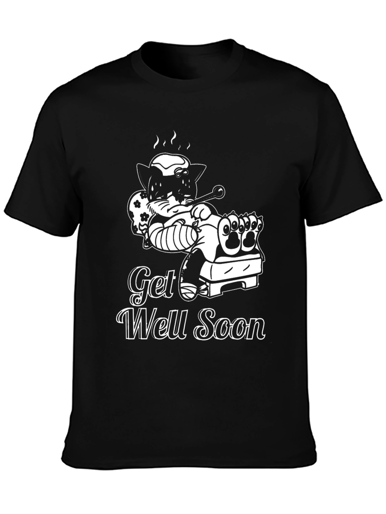 Get Well Soon T-Shirt - Funny Sick Cat Design