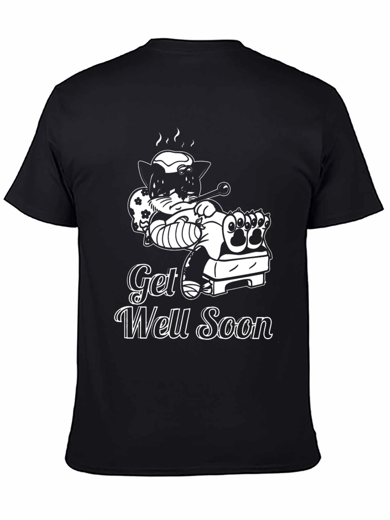 Get Well Soon T-Shirt - Funny Sick Cat Design