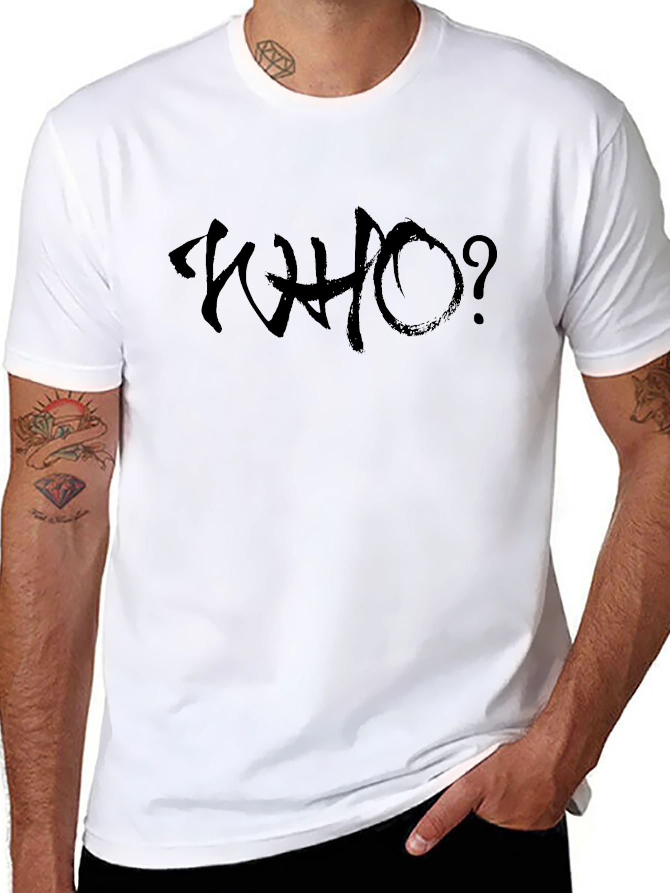 WHO? Graphic Tee - Stylish Black Cotton T-Shirt