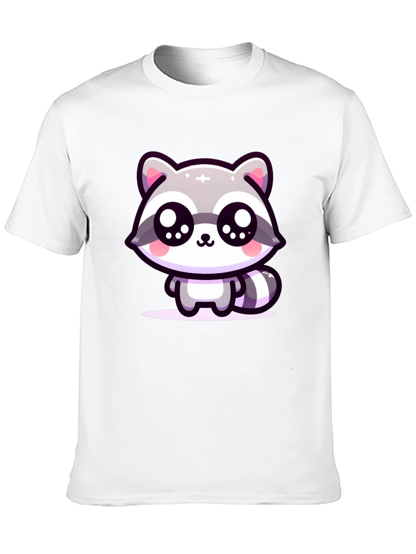 Cute Raccoon Graphic Black T-Shirt