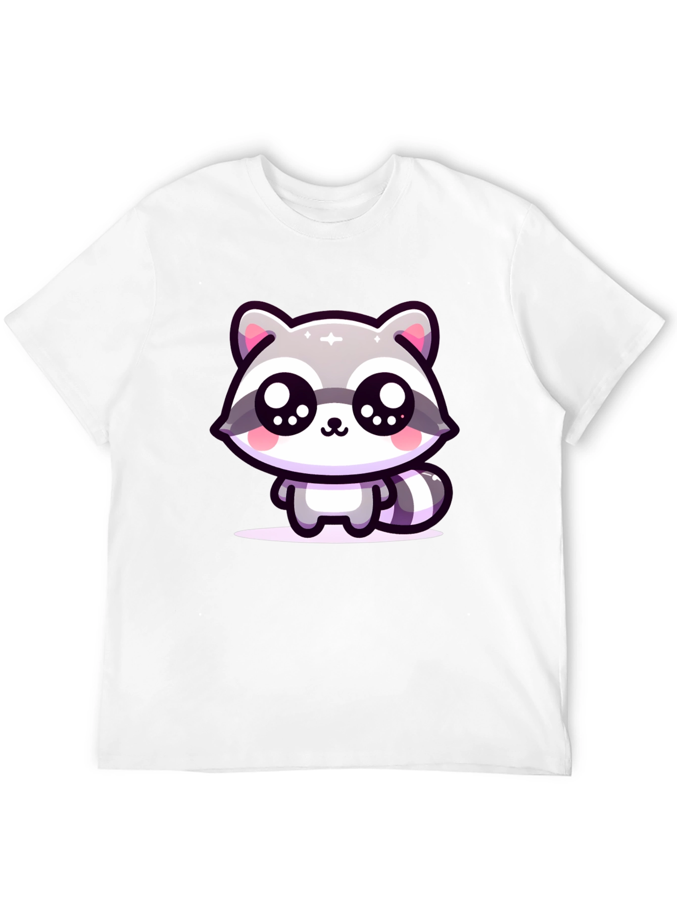 Cute Raccoon Graphic Black T-Shirt