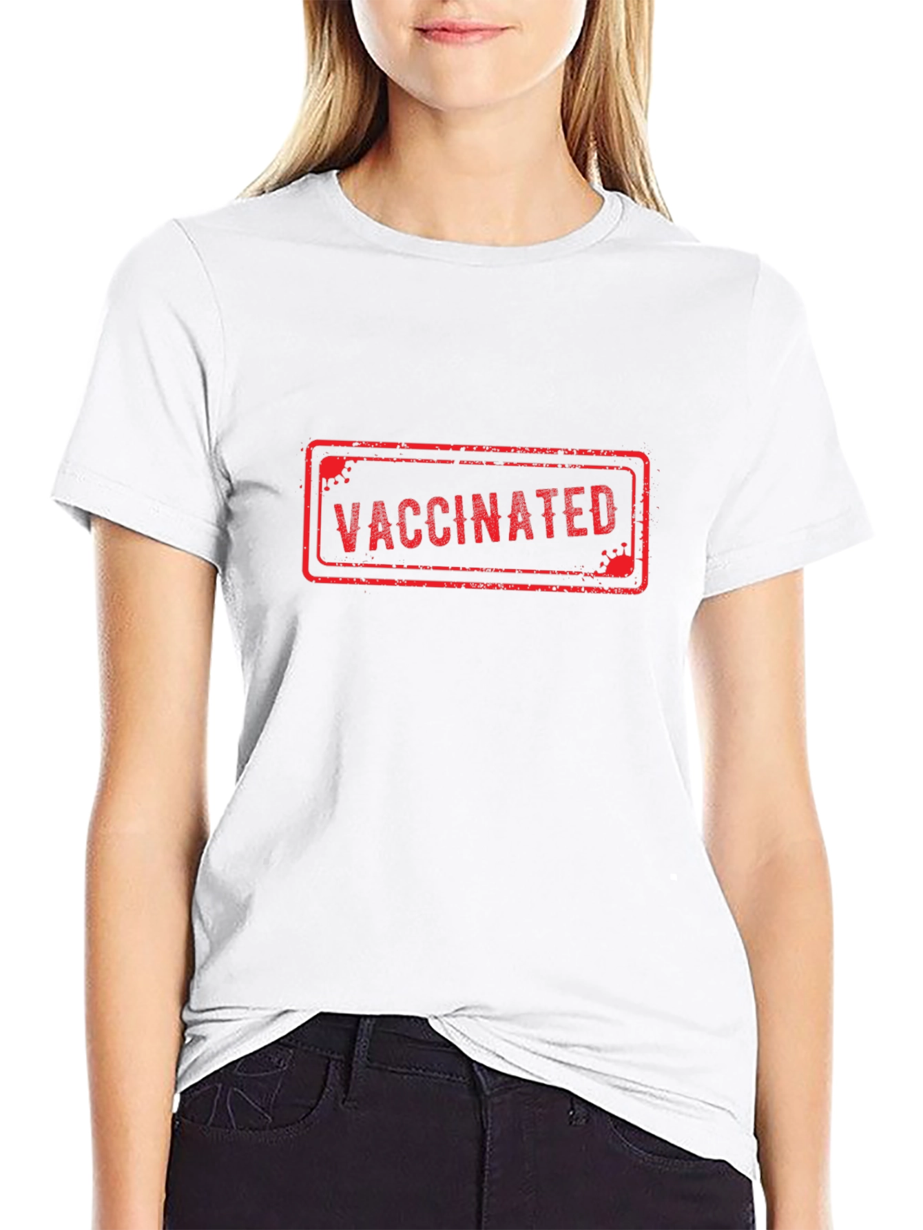 Vaccinated Stamp Graphic T-Shirt - Black
