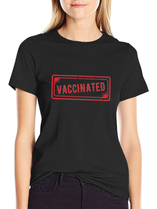 Vaccinated Stamp Graphic T-Shirt - Black