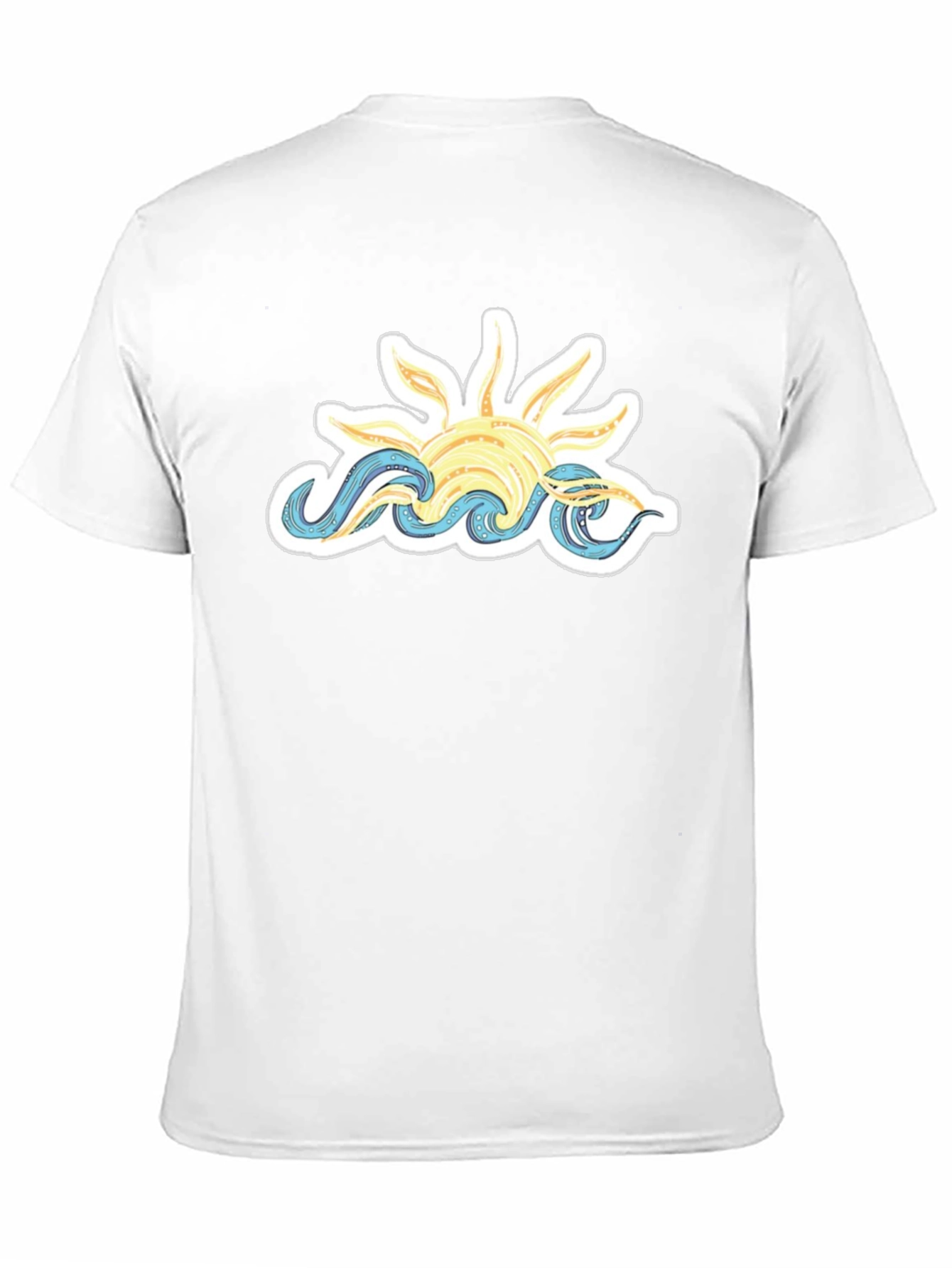 Sun & Waves Graphic Tee - Black Cotton T-Shirt