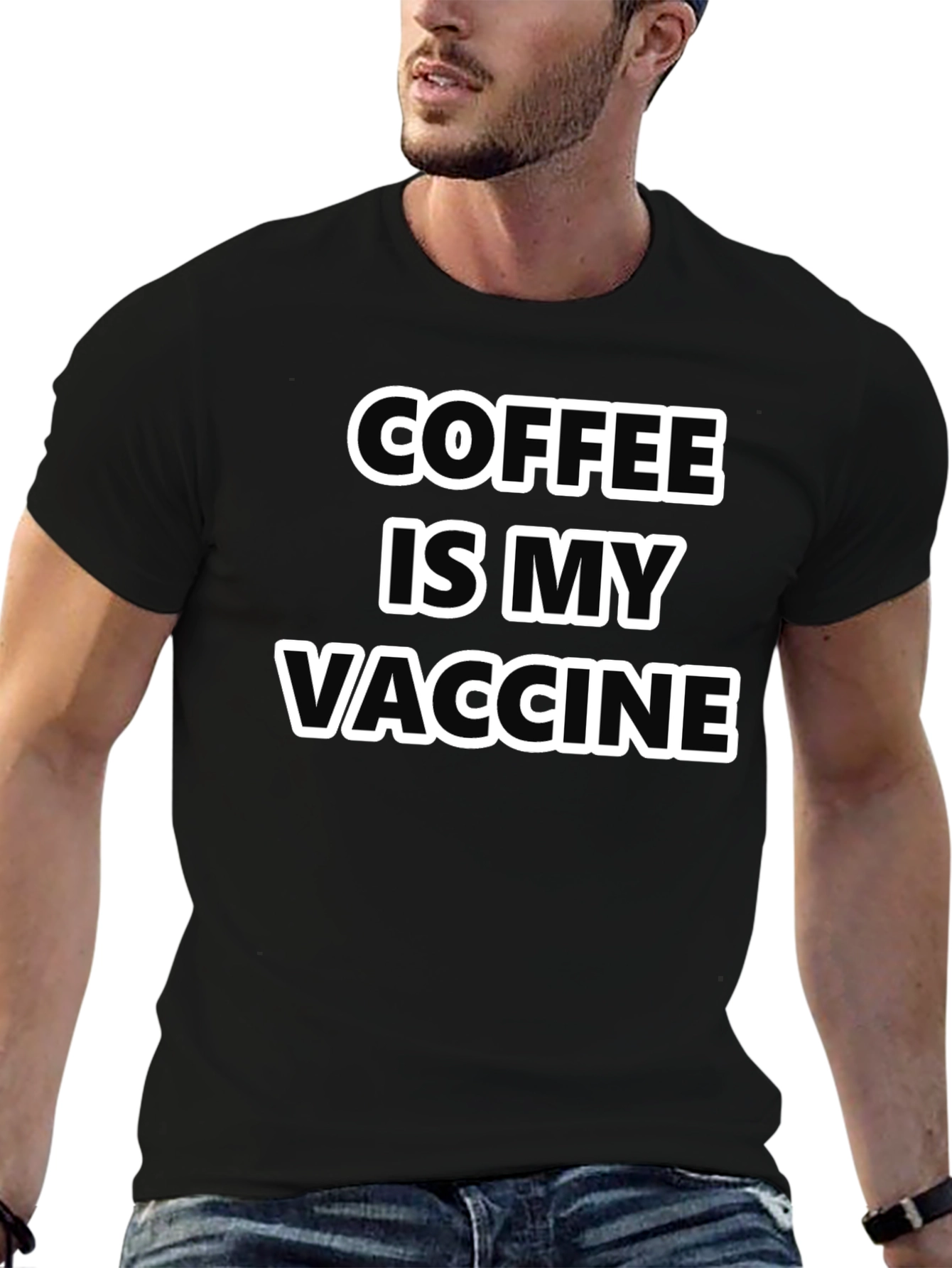 Coffee Is My Vaccine T-Shirt - Black Graphic Tee