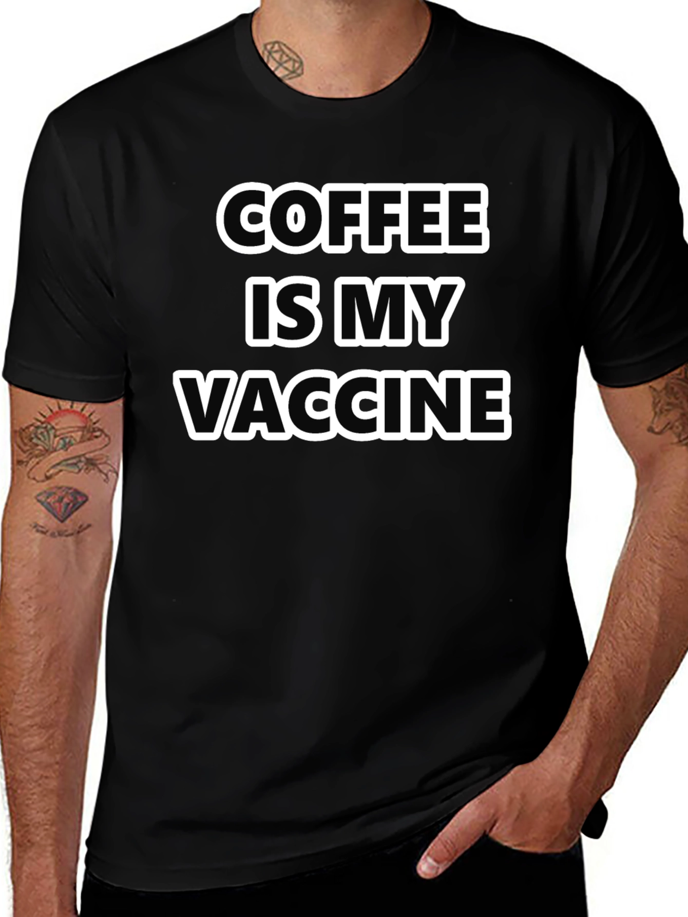 Coffee Is My Vaccine T-Shirt - Black Graphic Tee