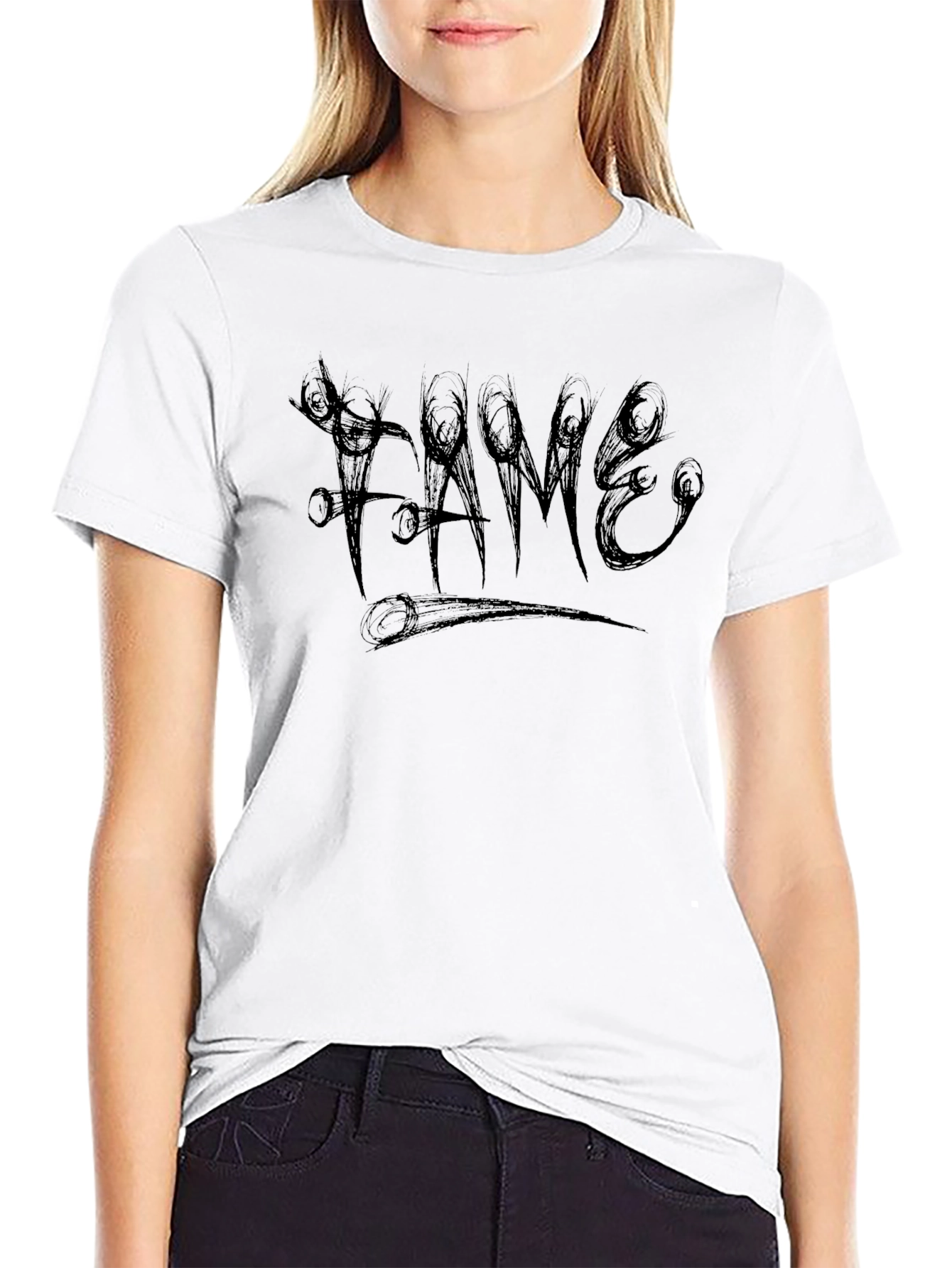 Edgy Fame Graphic Tee - Black