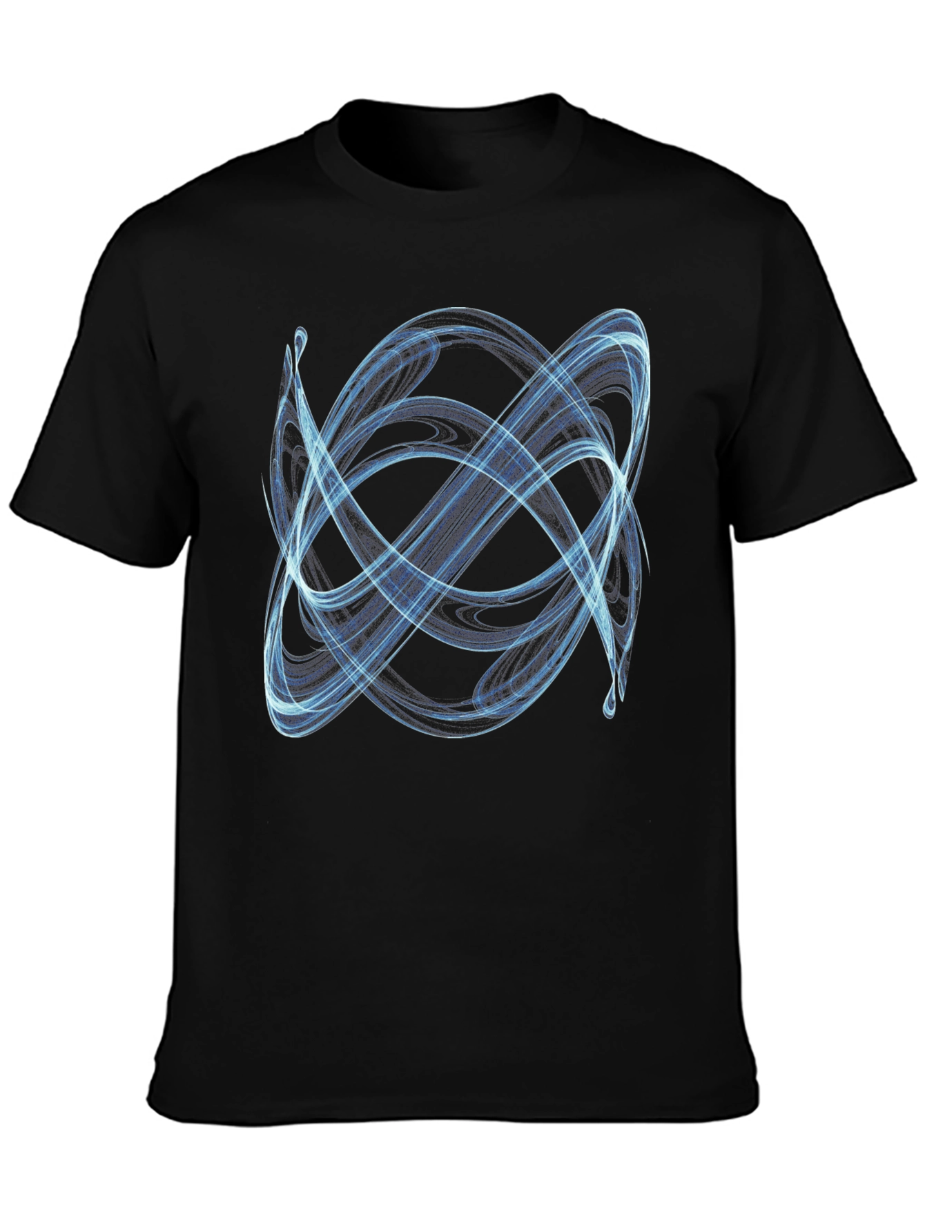 Abstract Blue Swirl Graphic Print Black T-Shirt