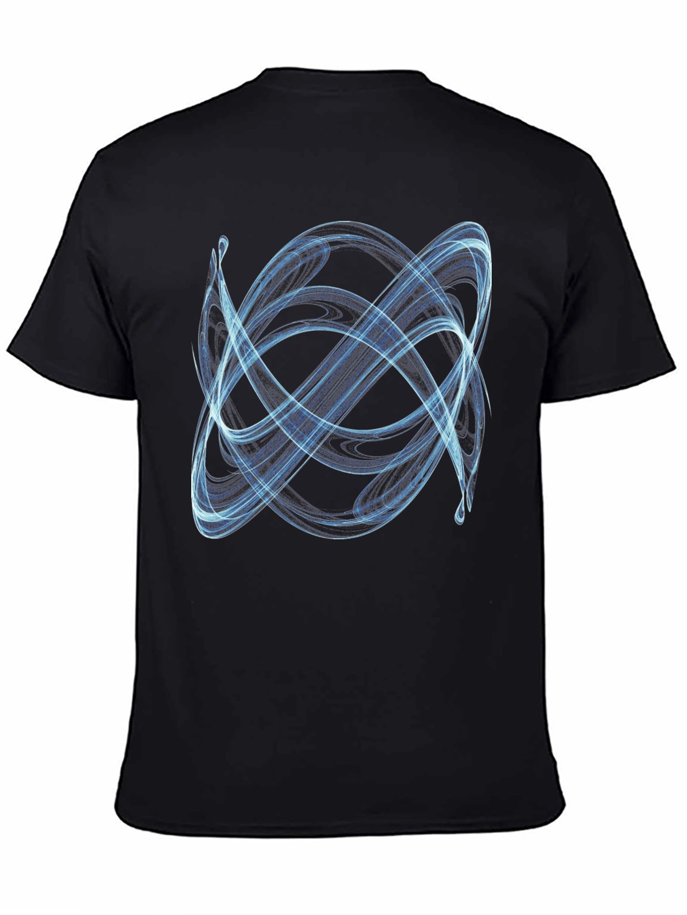 Abstract Blue Swirl Graphic Print Black T-Shirt