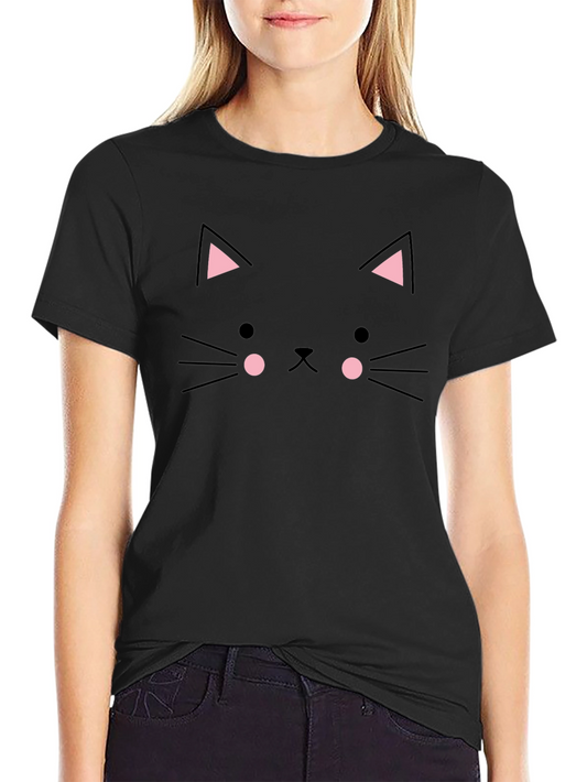 Cute Black Cat Face T-Shirt - Trendy Graphic Tee