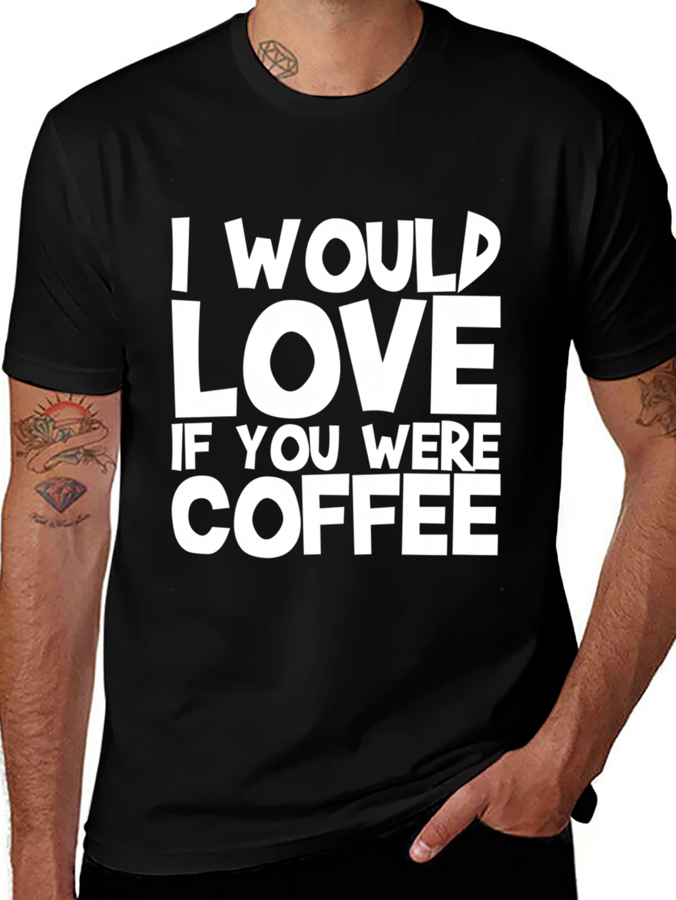 I Would Love Coffee Graphic Black T-Shirt