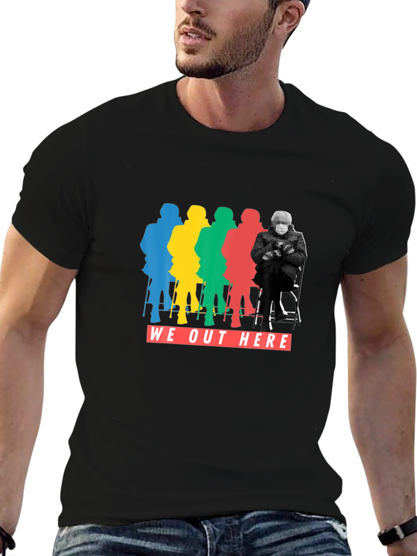We Out Here Bernie T-Shirt -  Trendy Graphic Tee