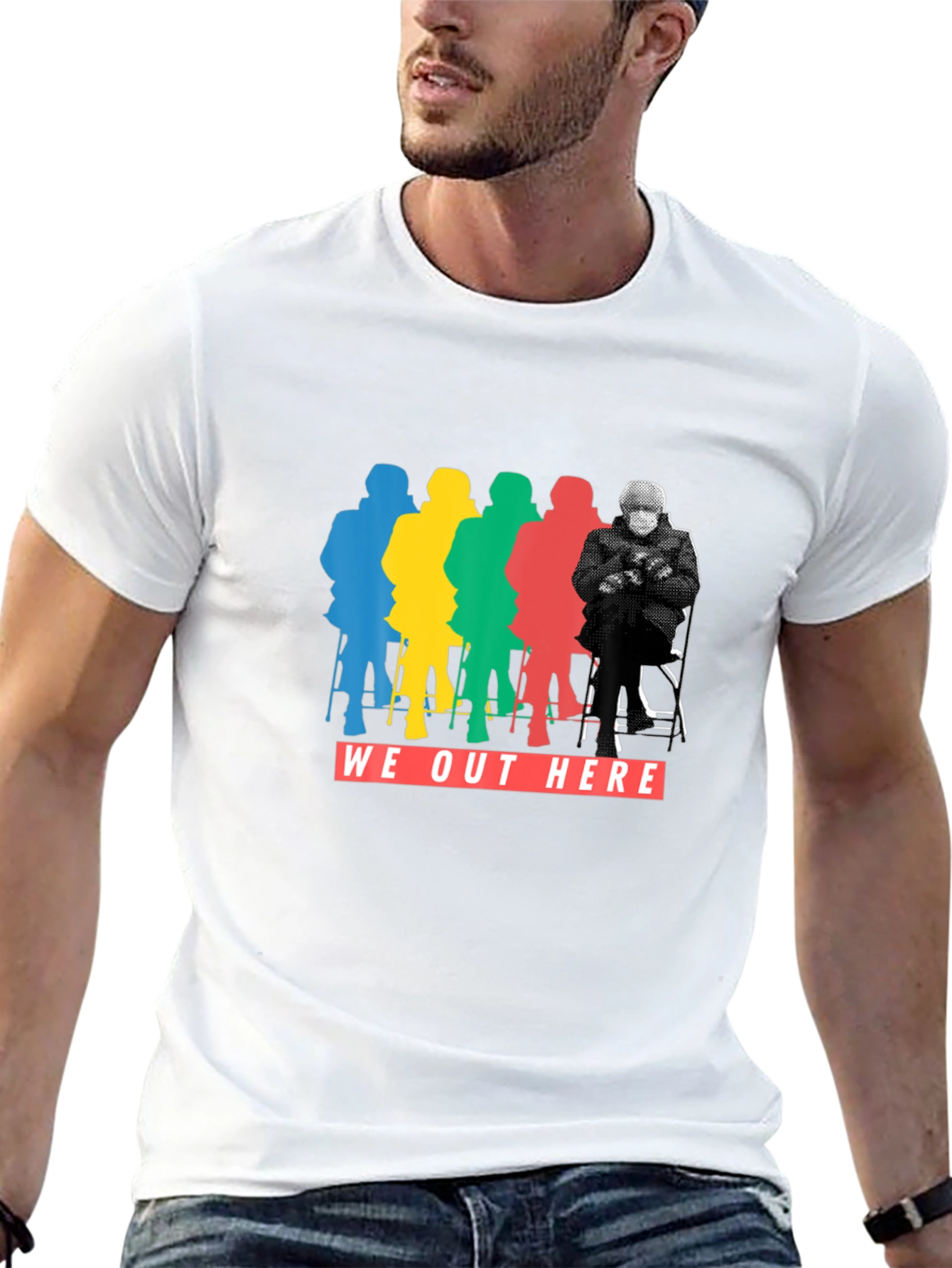 We Out Here Bernie T-Shirt -  Trendy Graphic Tee