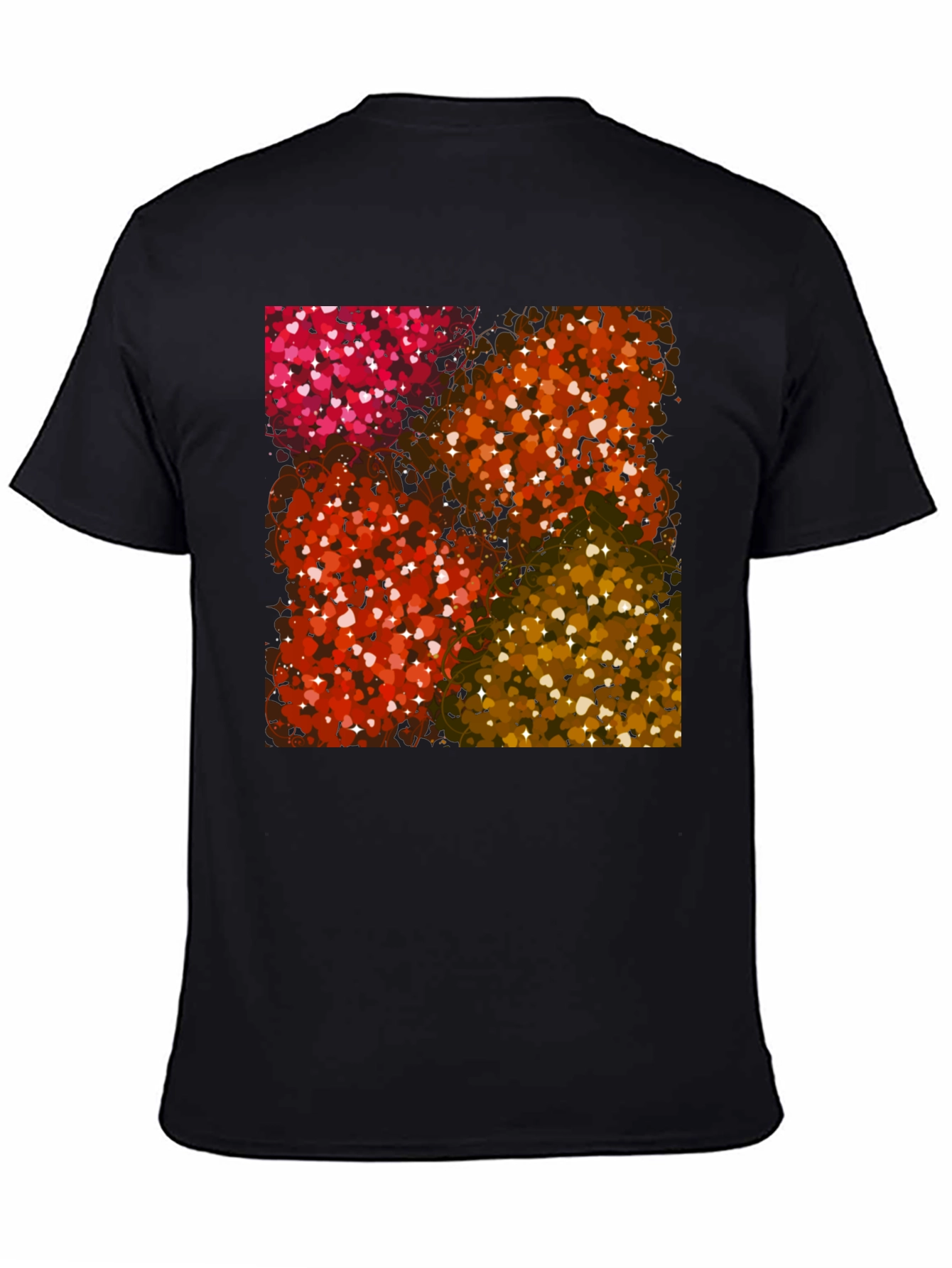 Heart Patterned Black T-Shirt