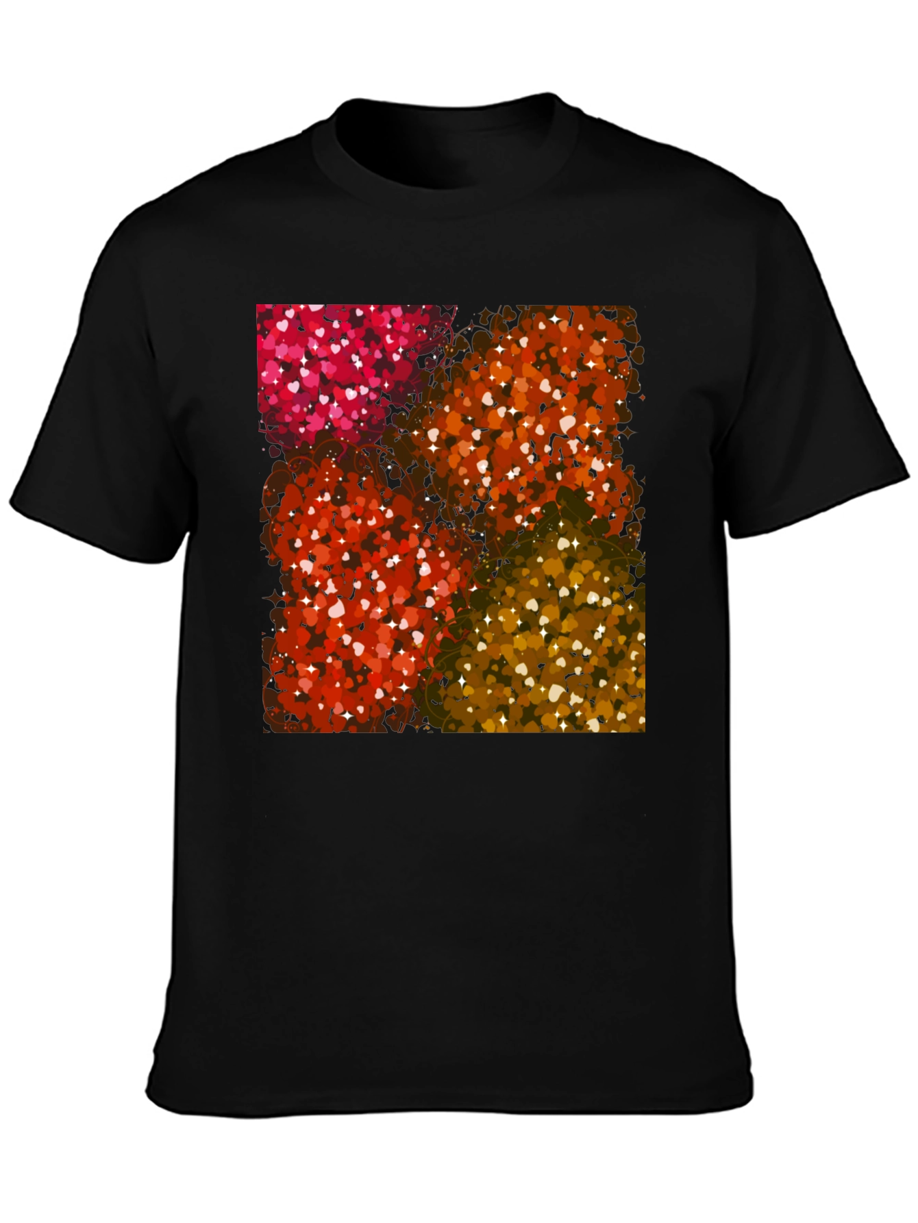 Heart Patterned Black T-Shirt