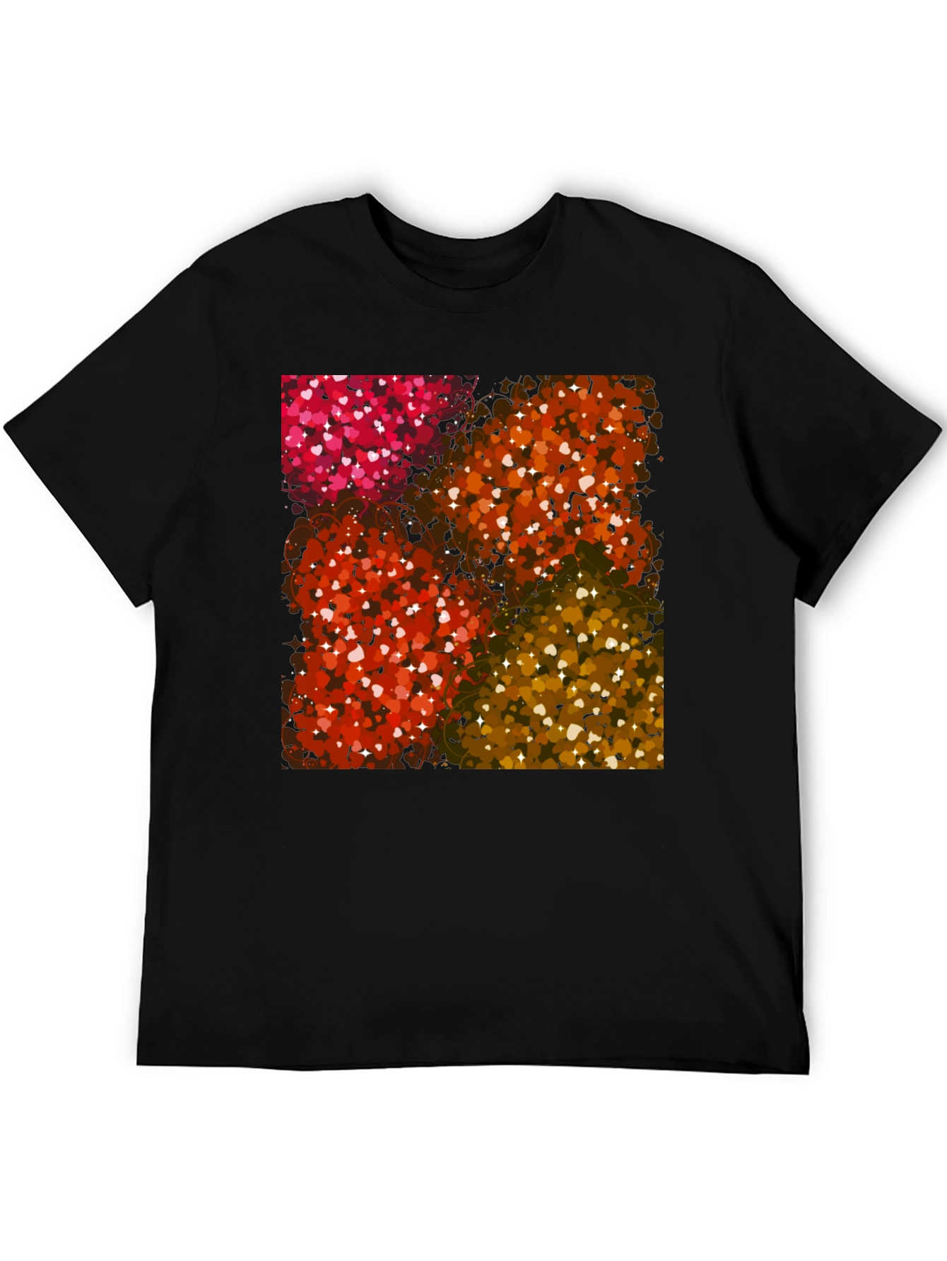 Heart Patterned Black T-Shirt