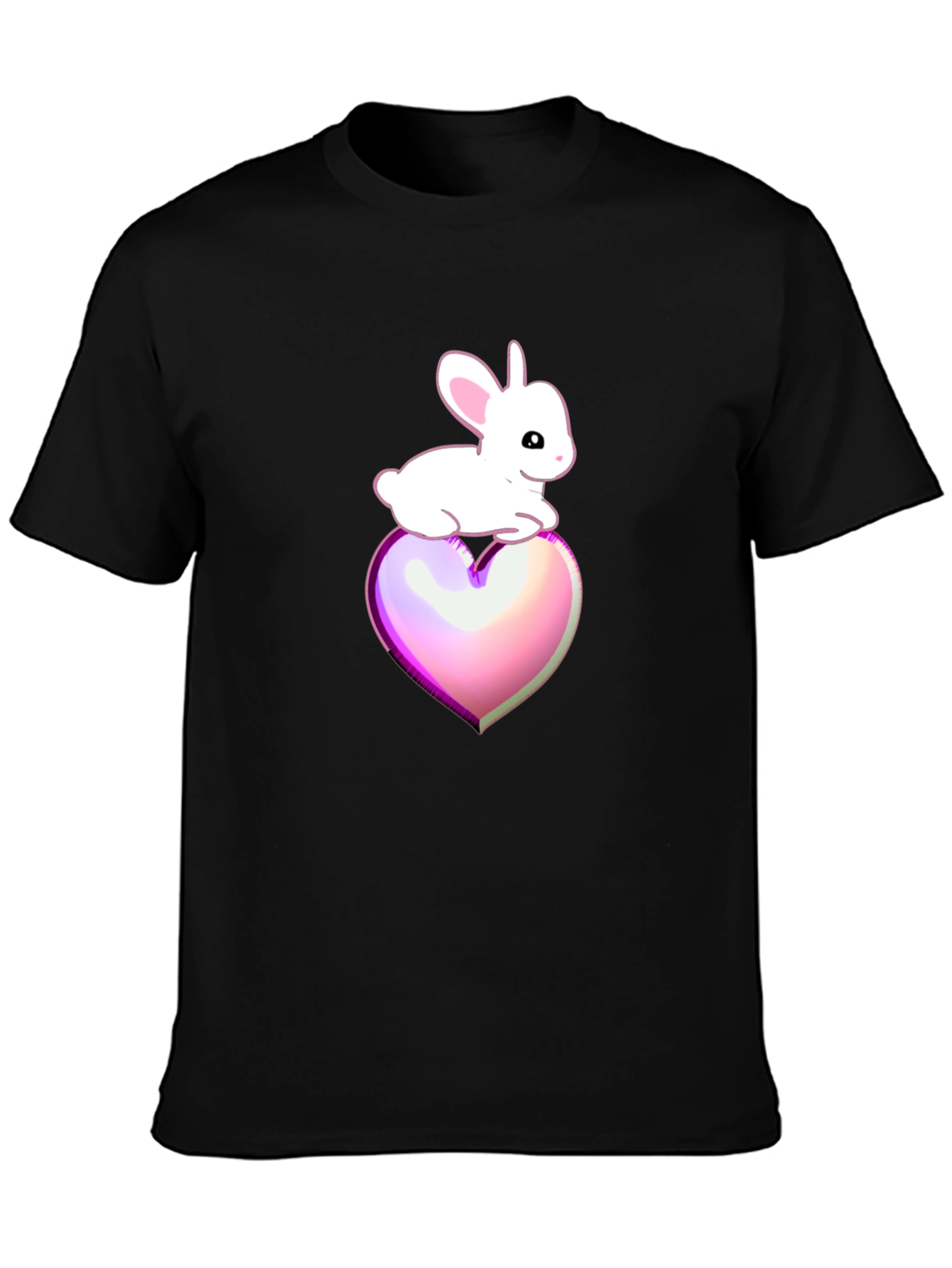 Bunny on Heart Graphic Tee - Black