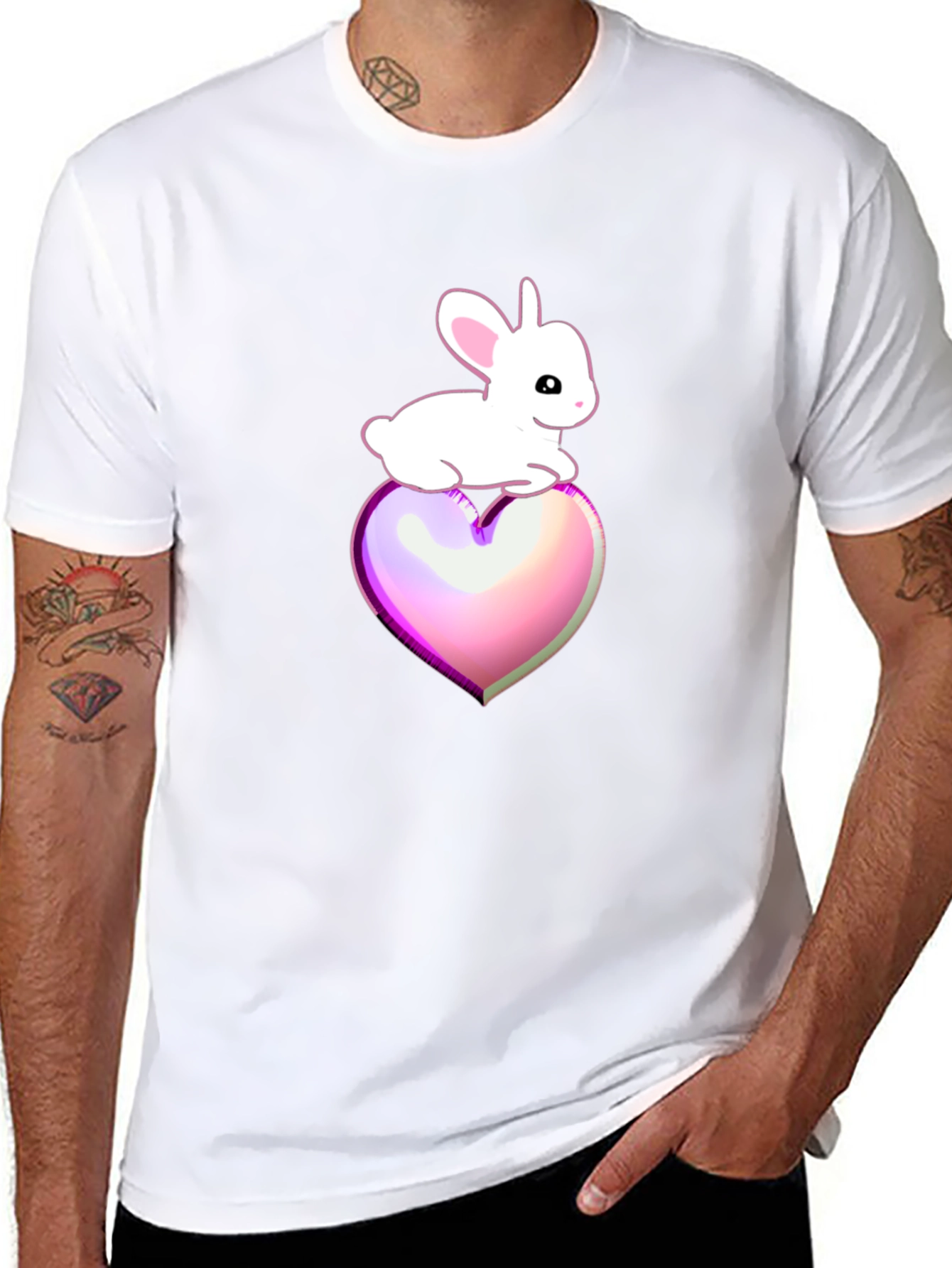 Bunny on Heart Graphic Tee - Black
