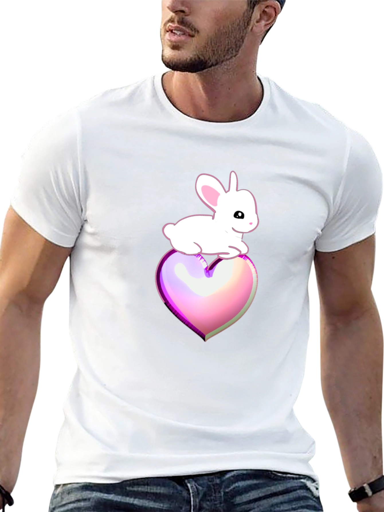 Bunny on Heart Graphic Tee - Black