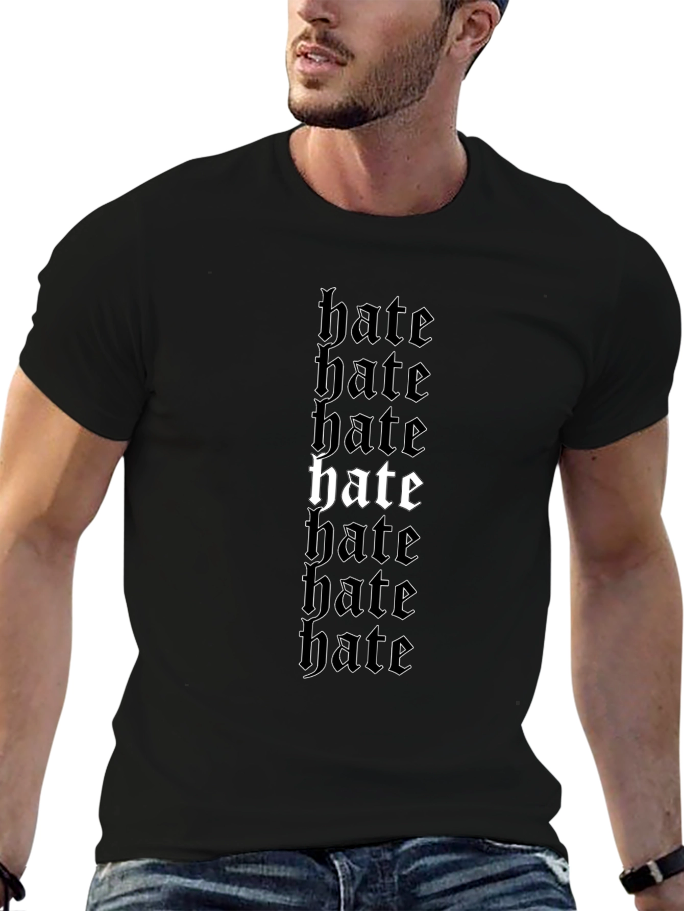 Hate Graphic Tee - Black Crew Neck T-Shirt