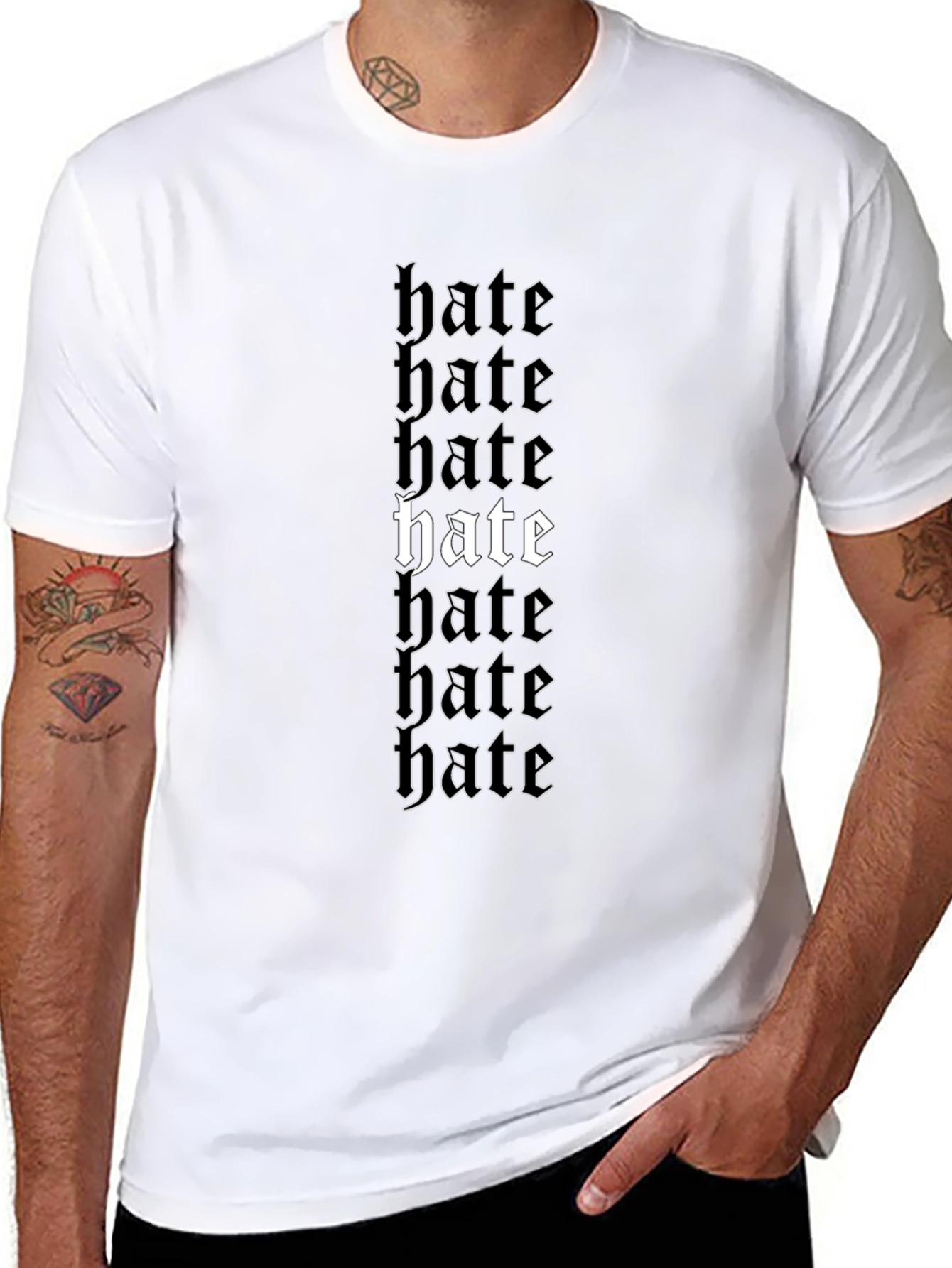 Hate Graphic Tee - Black Crew Neck T-Shirt