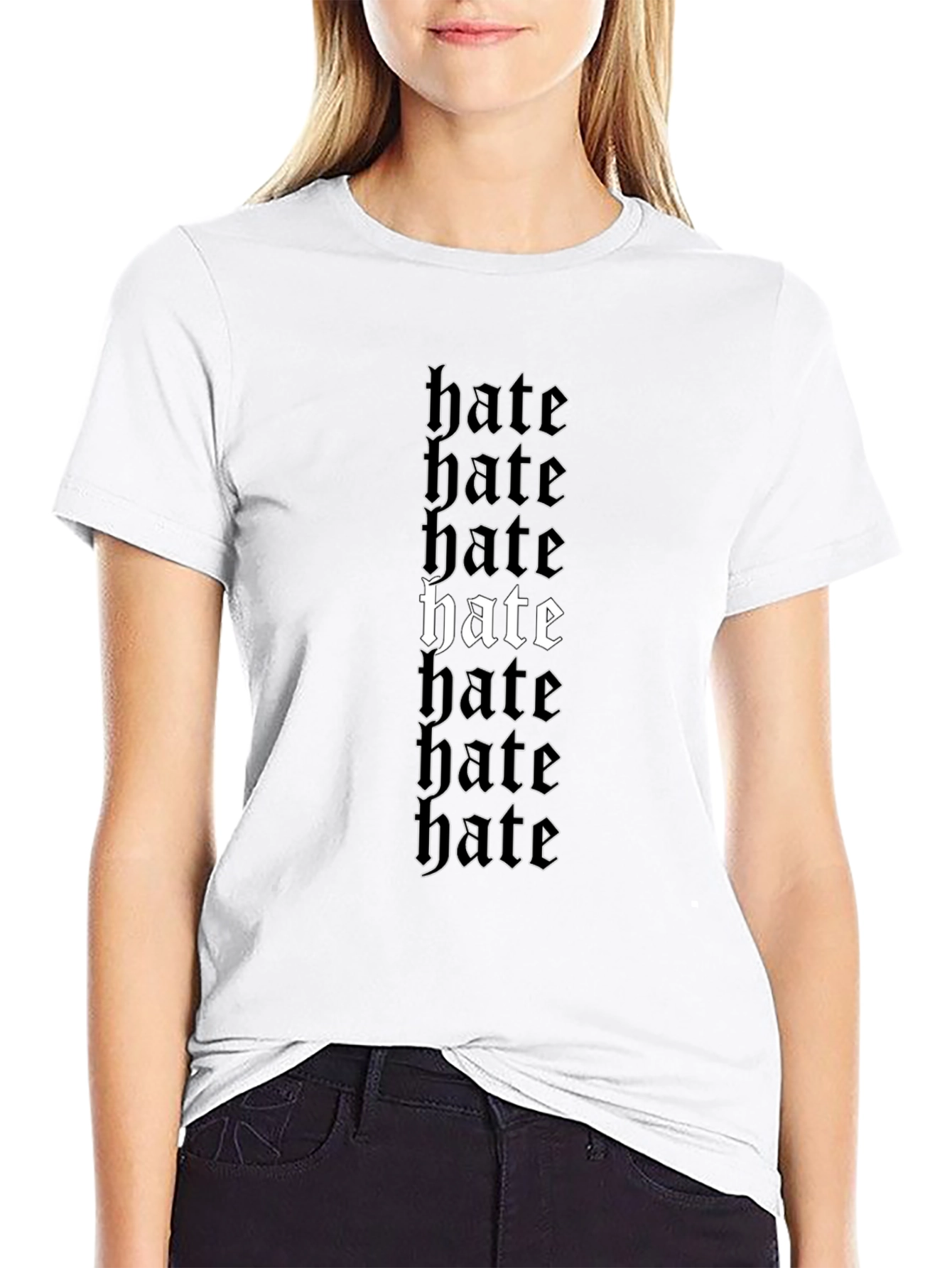 Hate Graphic Tee - Black Crew Neck T-Shirt