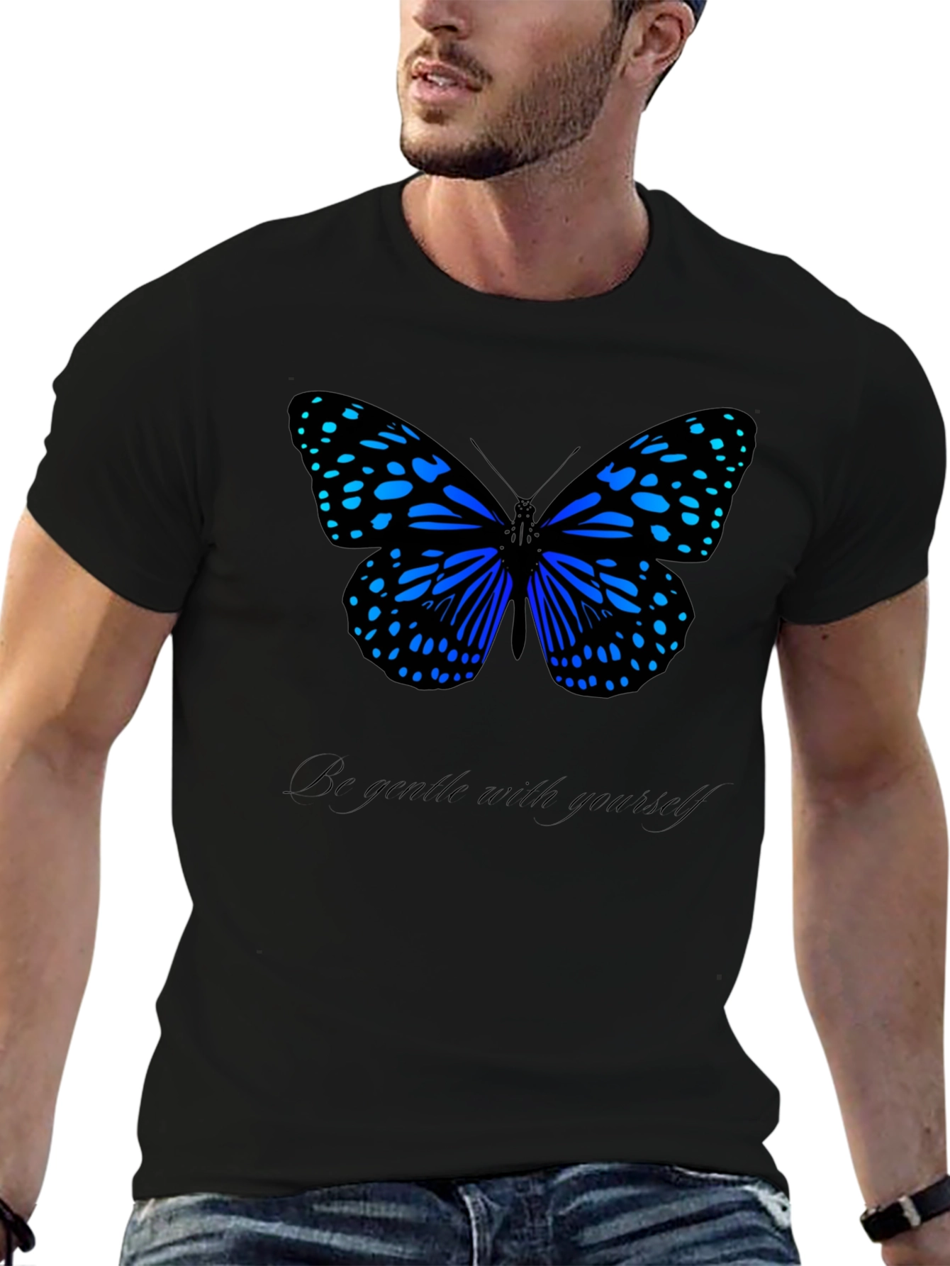 Butterfly Graphic Tee - Be Gentle Black T-Shirt