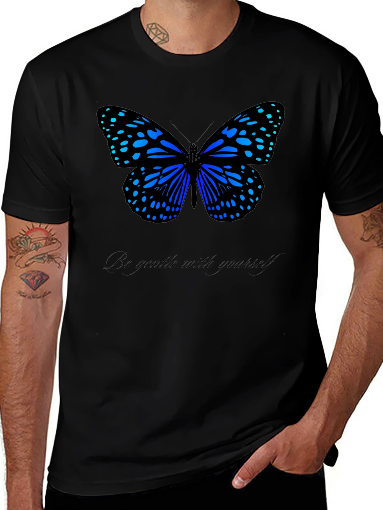 Butterfly Graphic Tee - Be Gentle Black T-Shirt