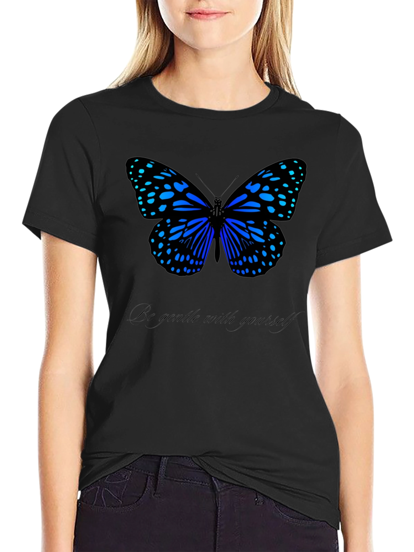 Butterfly Graphic Tee - Be Gentle Black T-Shirt
