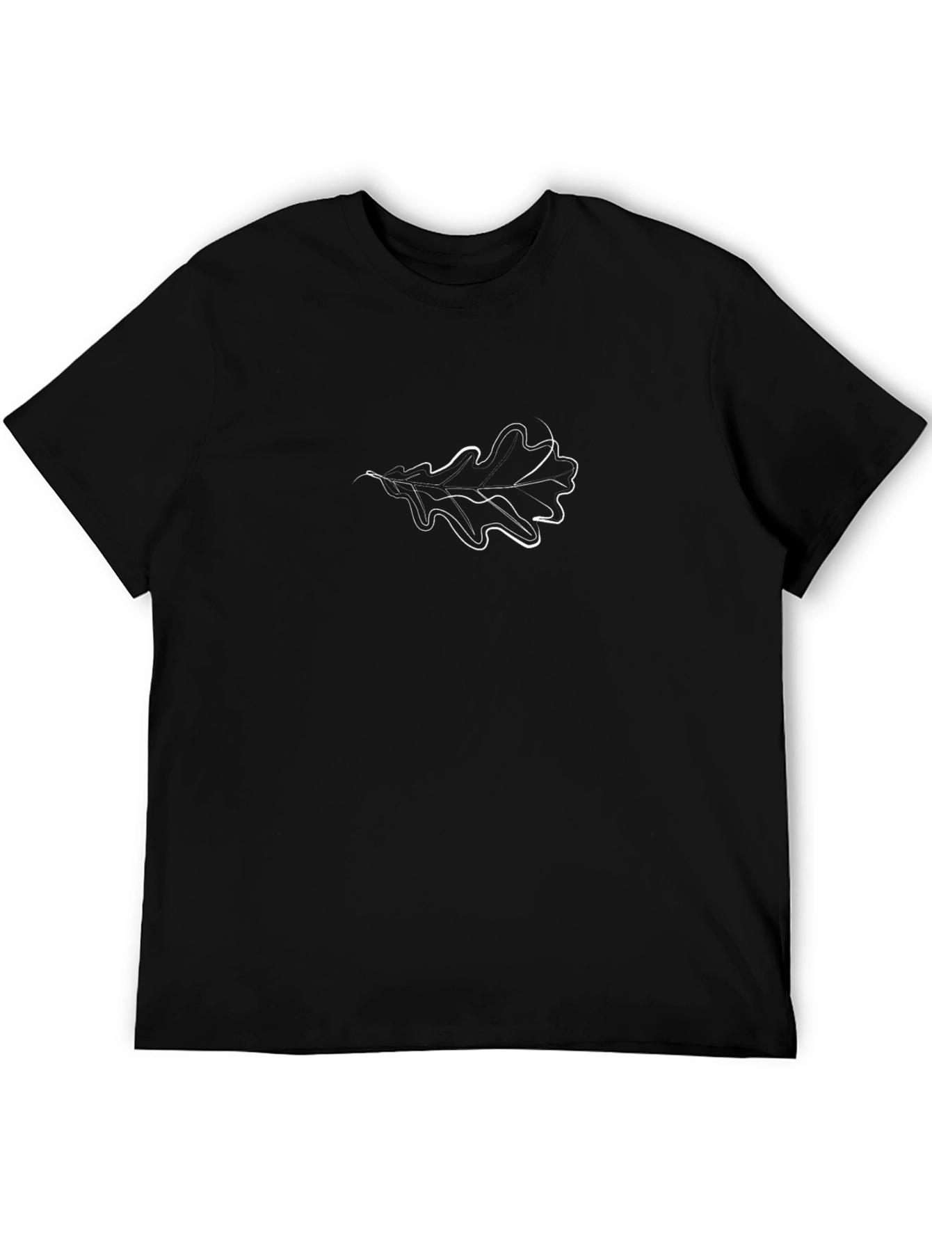 Minimalist Oak Leaf Black T-Shirt