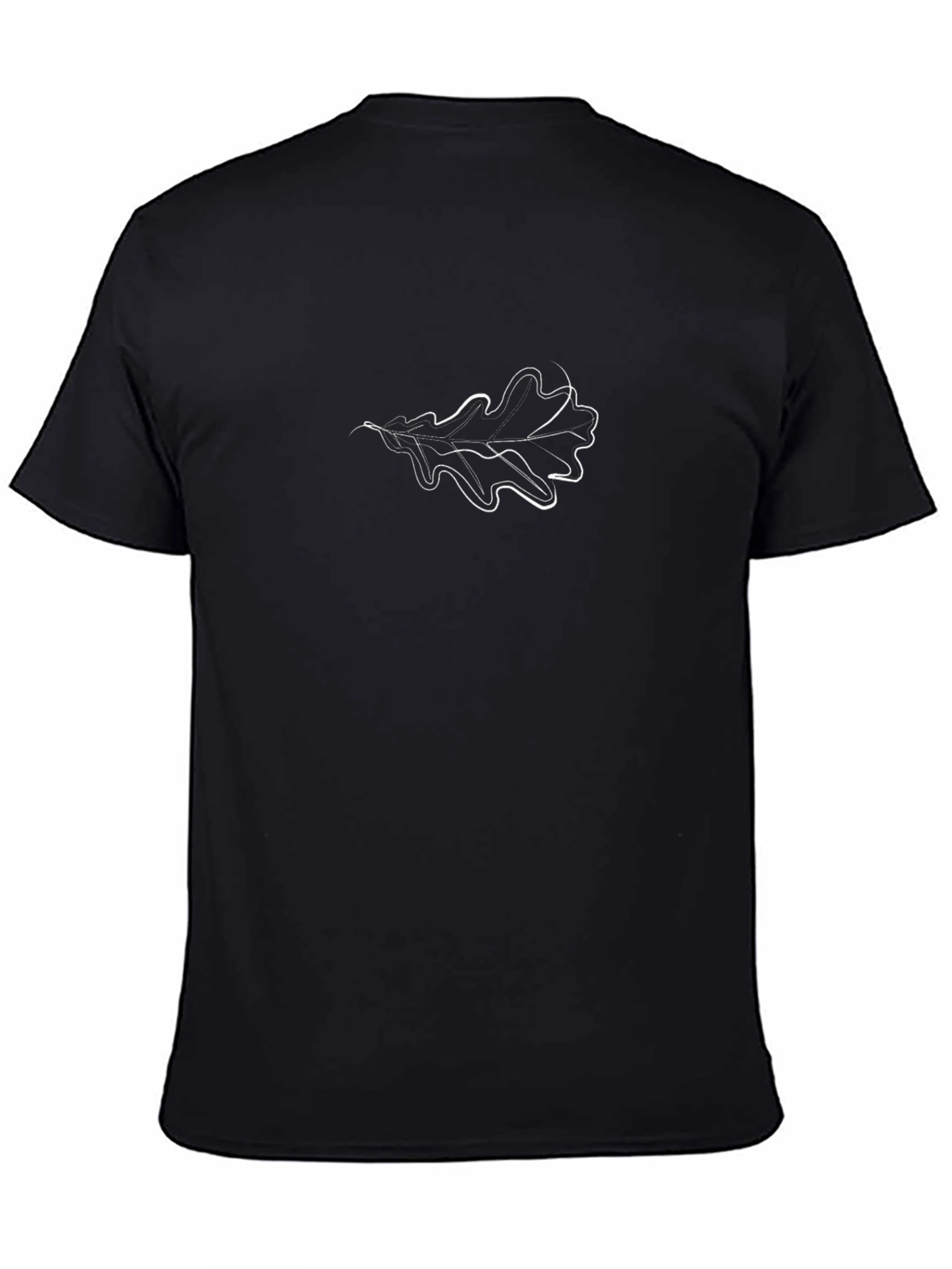 Minimalist Oak Leaf Black T-Shirt