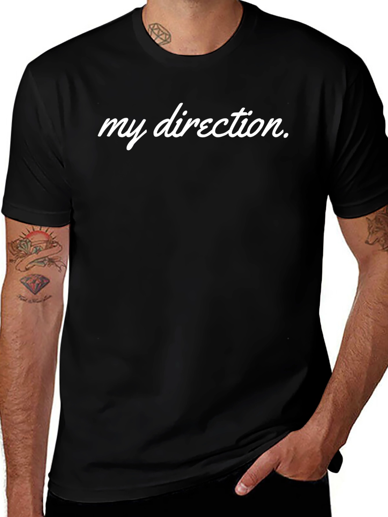 My Direction Graphic Tee - Black Cotton Casual Wear