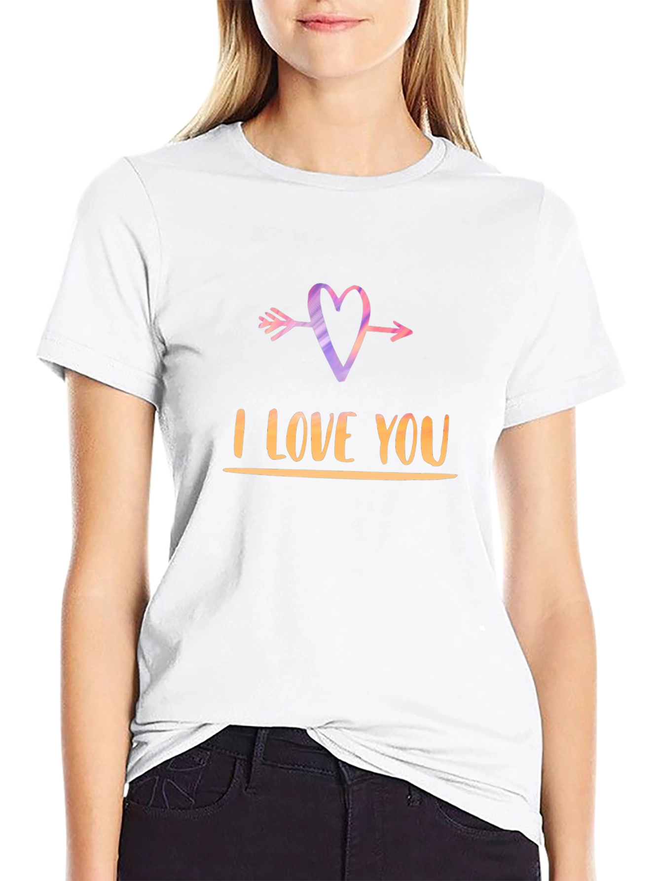 I Love You Arrow Heart Black Graphic Tee