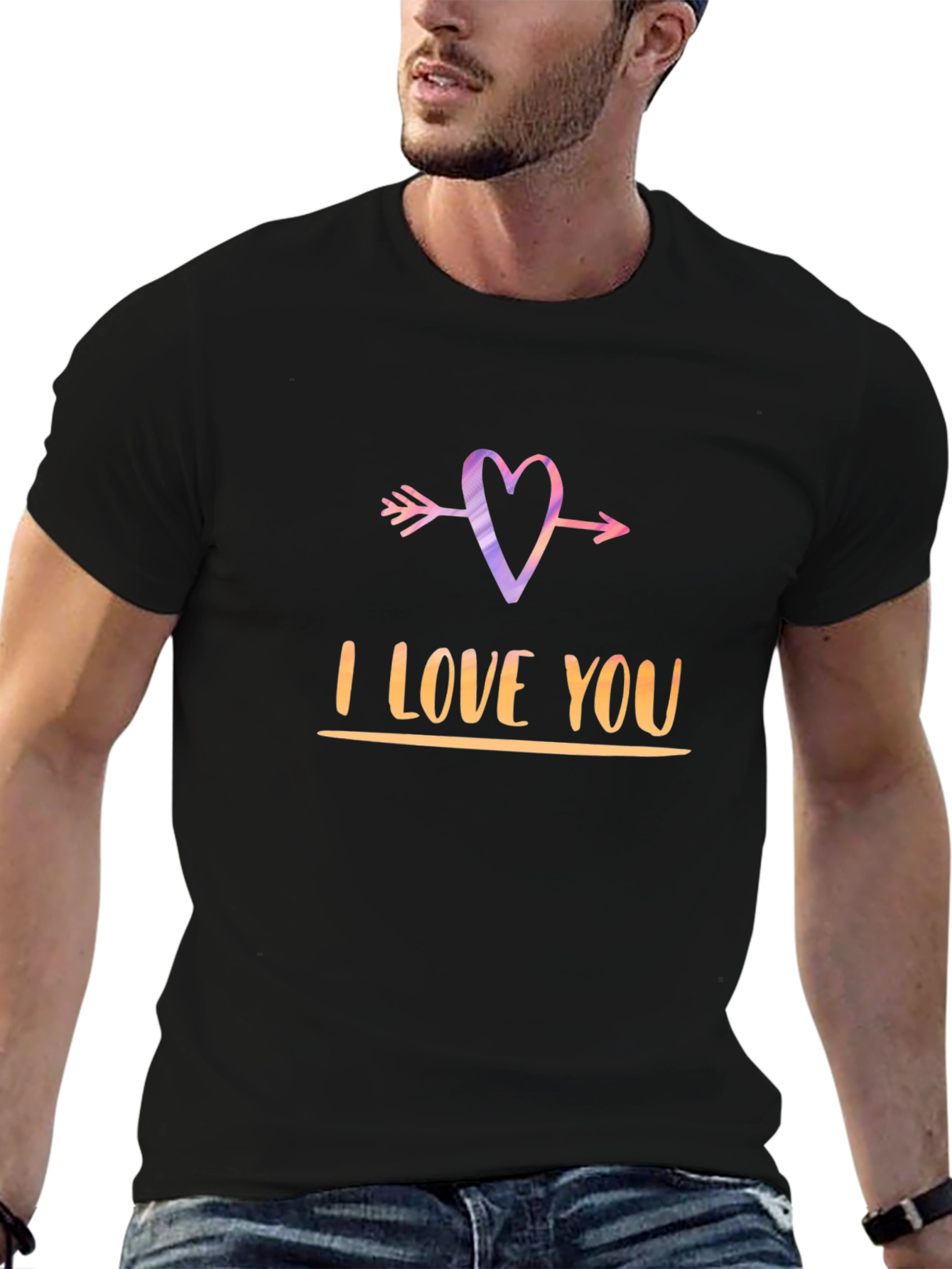I Love You Arrow Heart Black Graphic Tee