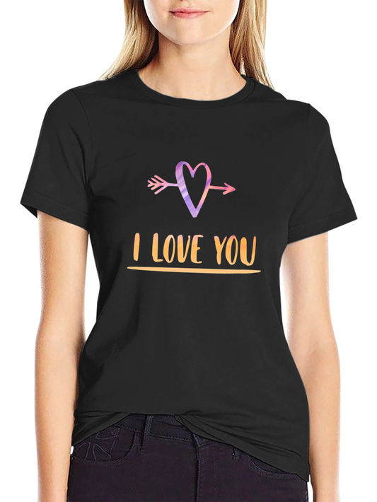 I Love You Arrow Heart Black Graphic Tee