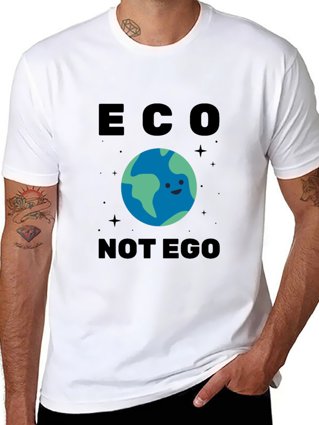 Eco Not Ego Earth Graphic T-Shirt