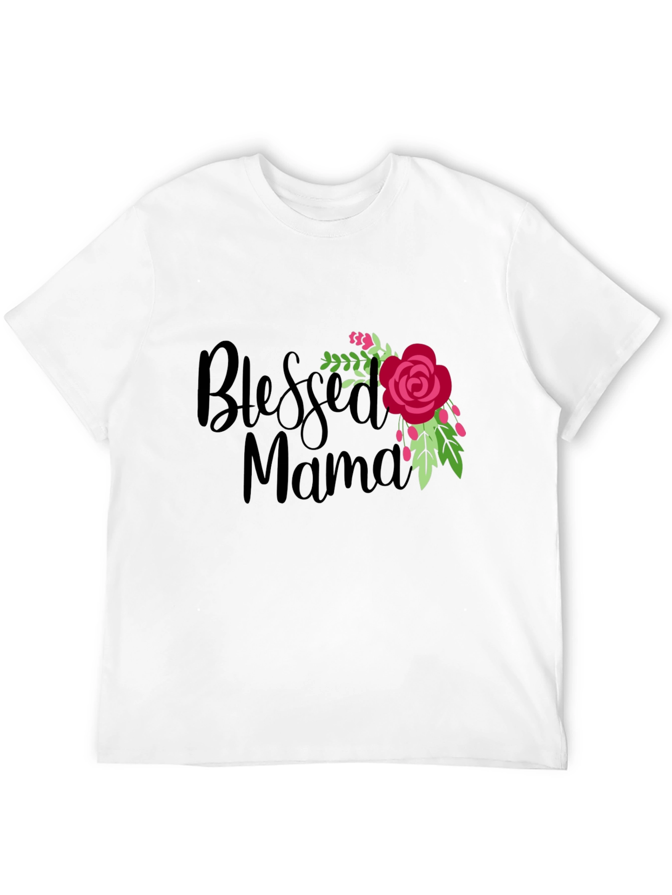 Blessed Mama Floral Graphic Black T-Shirt